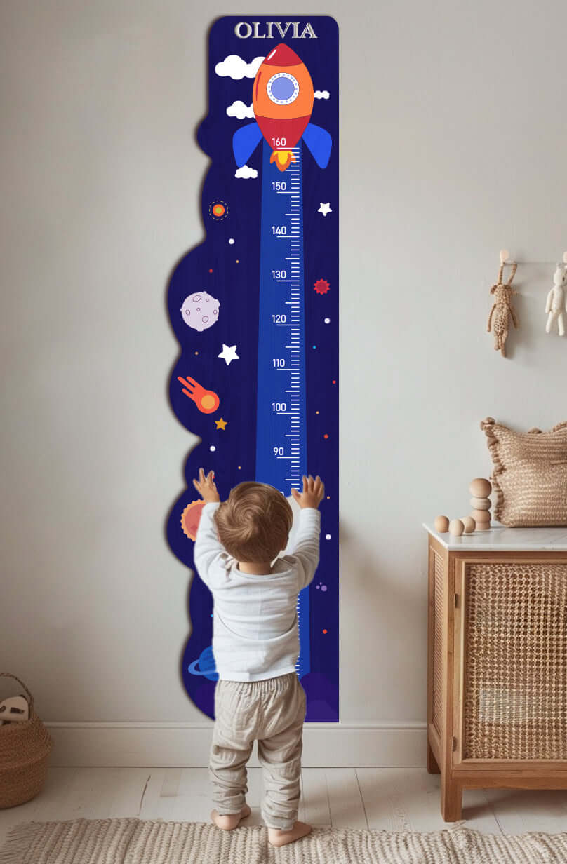 Personalized Wooden Rocket Ship Growth Chart Height Ruler - Image 4