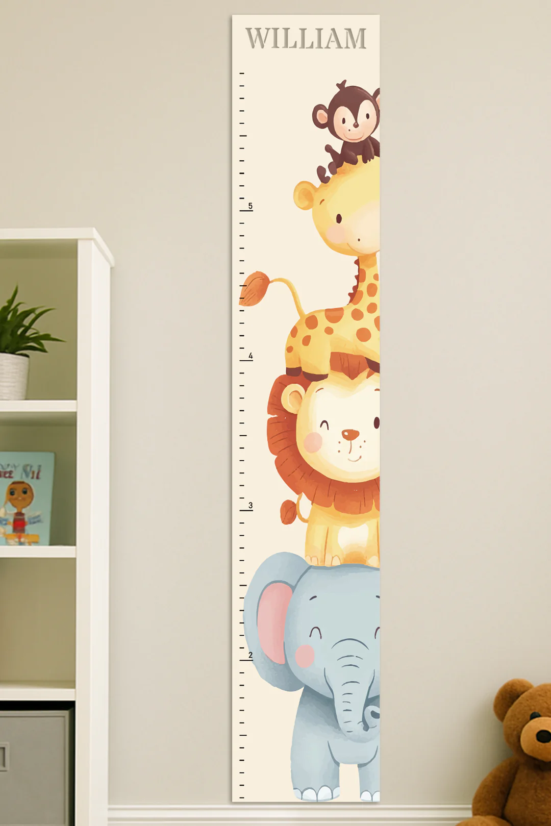 Personalized Wooden Safari Animal Growth Chart Ruler