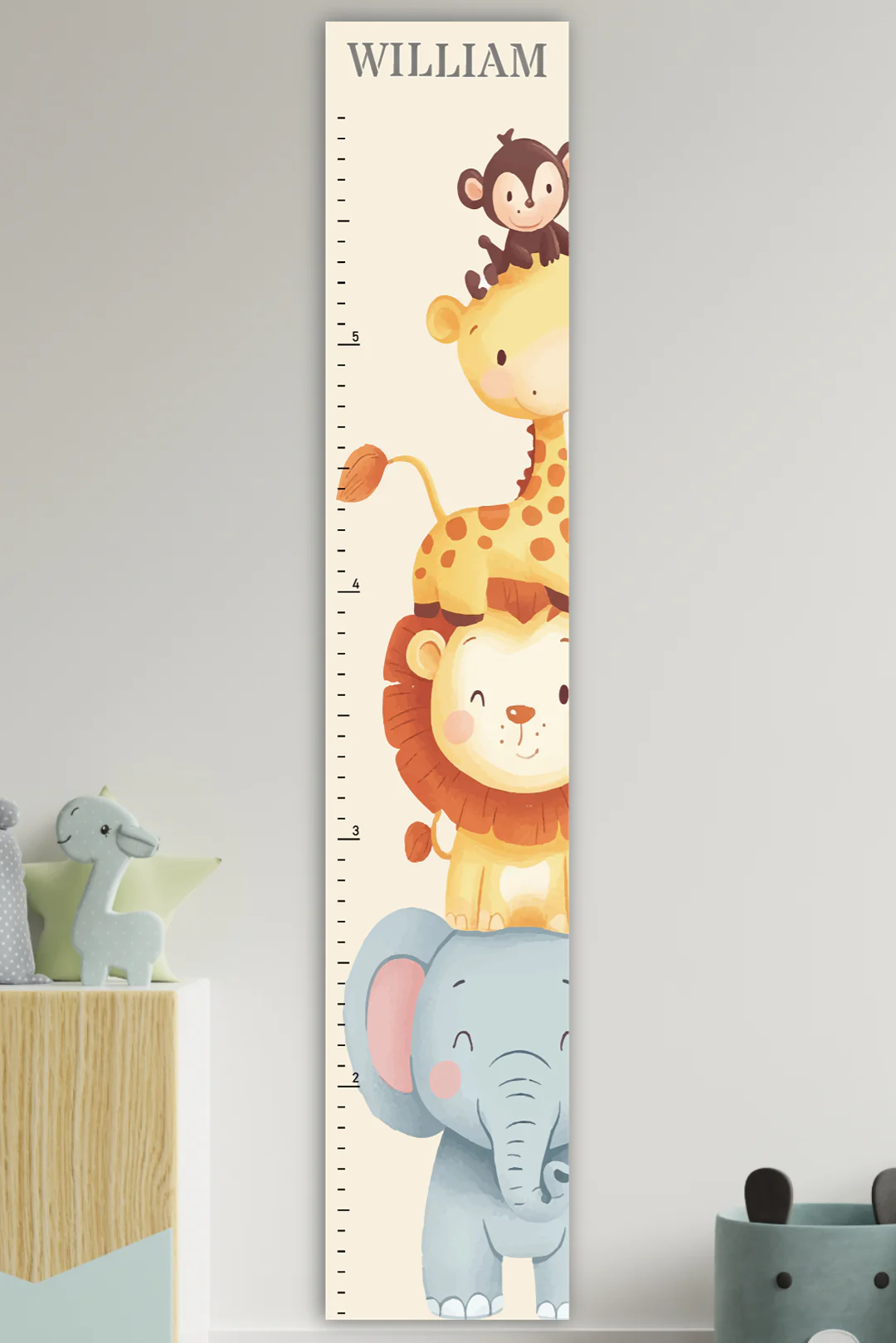 Personalized Wooden Safari Animal Growth Chart Ruler - Image 2