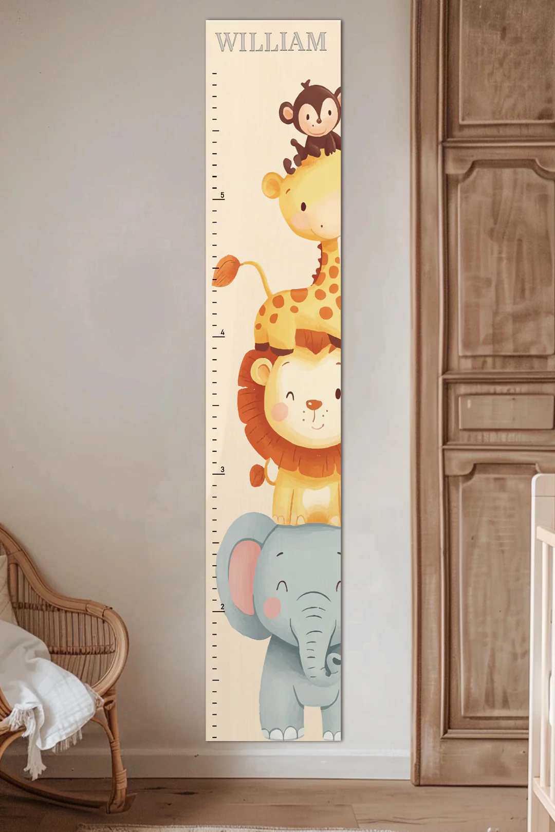 Personalized Wooden Safari Animal Growth Chart Ruler - Image 3