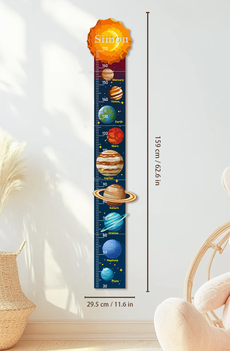 Personalized Wooden Solar System Growth Chart for Kids - Image 2