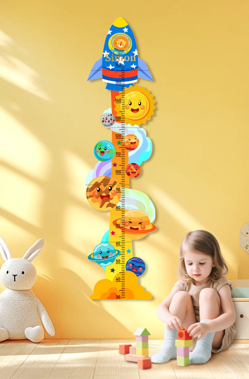 Personalized Wooden Space Rocket Growth Chart for Kids - Image 2