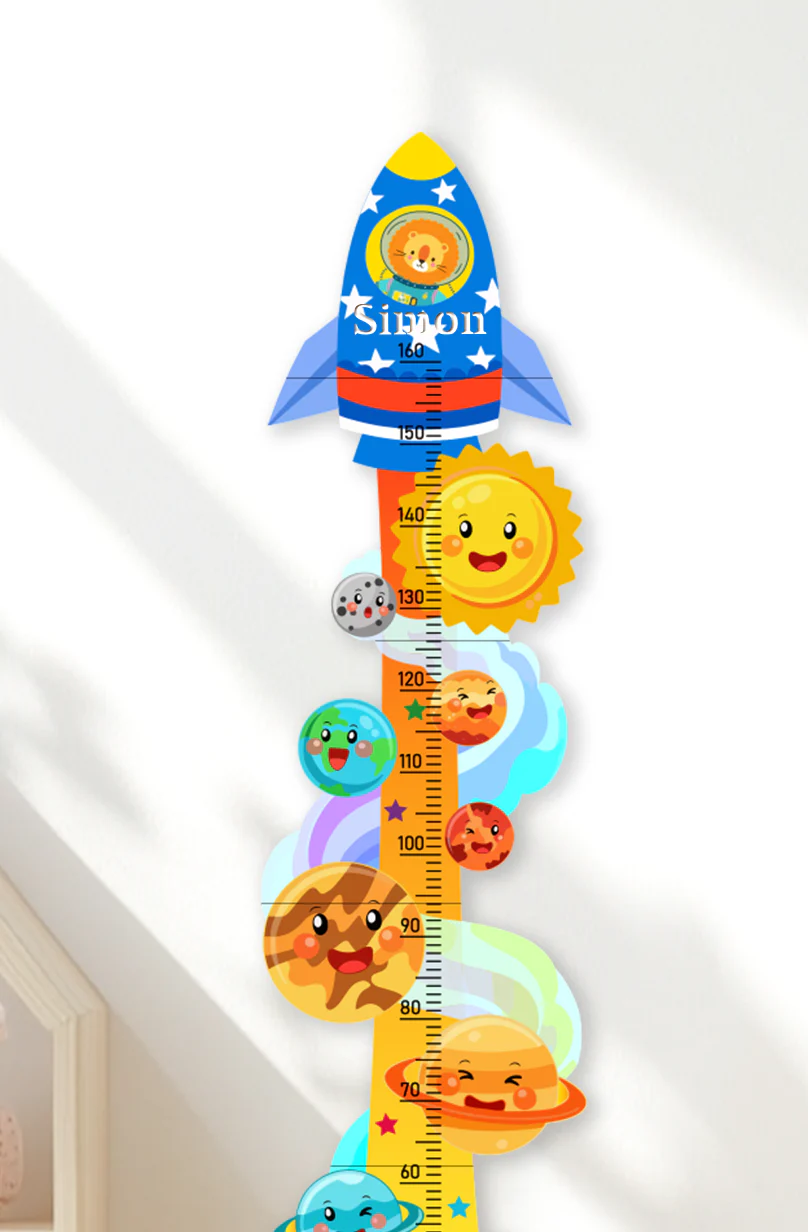 Personalized Wooden Space Rocket Growth Chart for Kids - Image 5