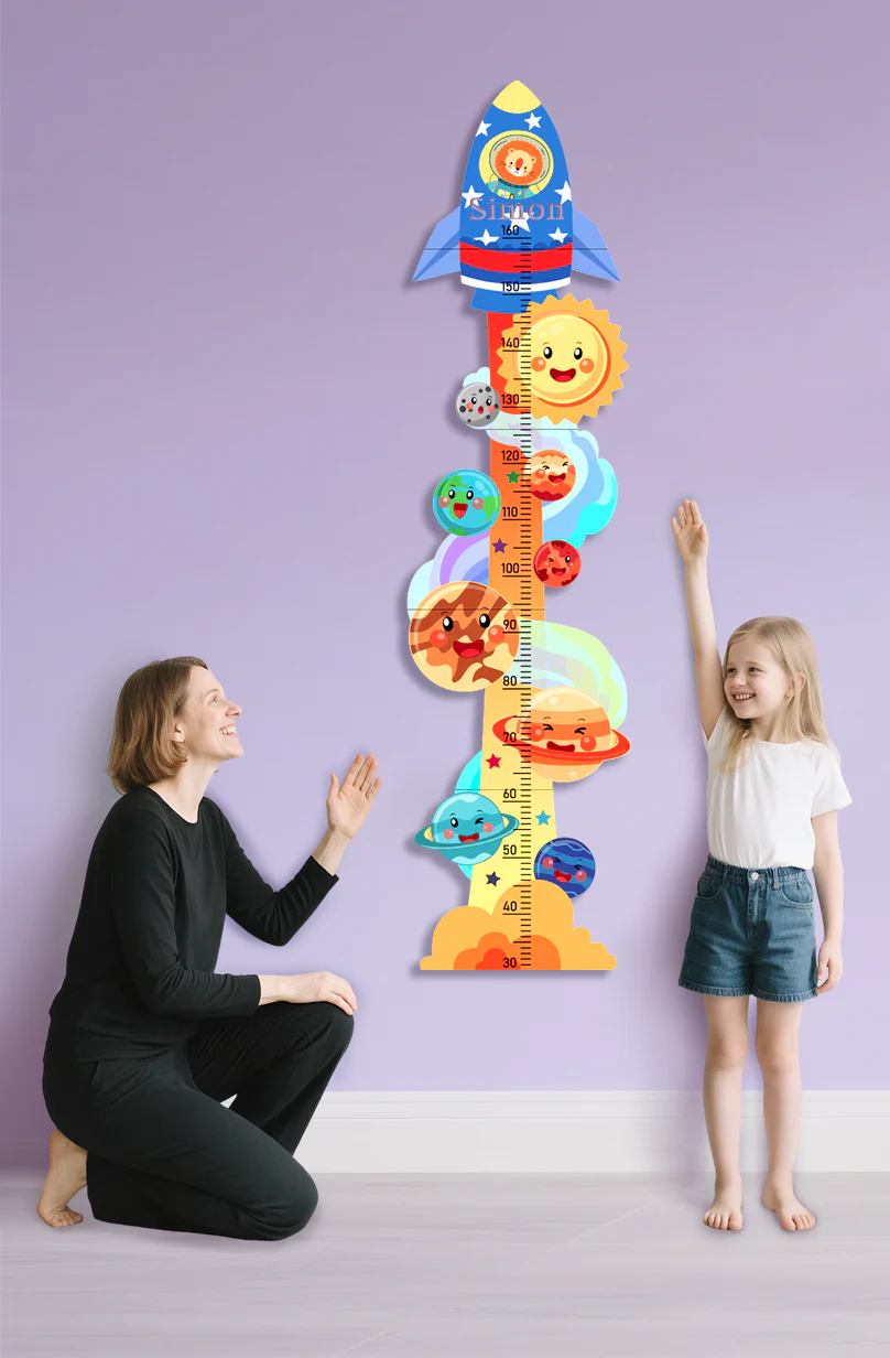 Personalized Wooden Space Rocket Growth Chart for Kids - Image 7