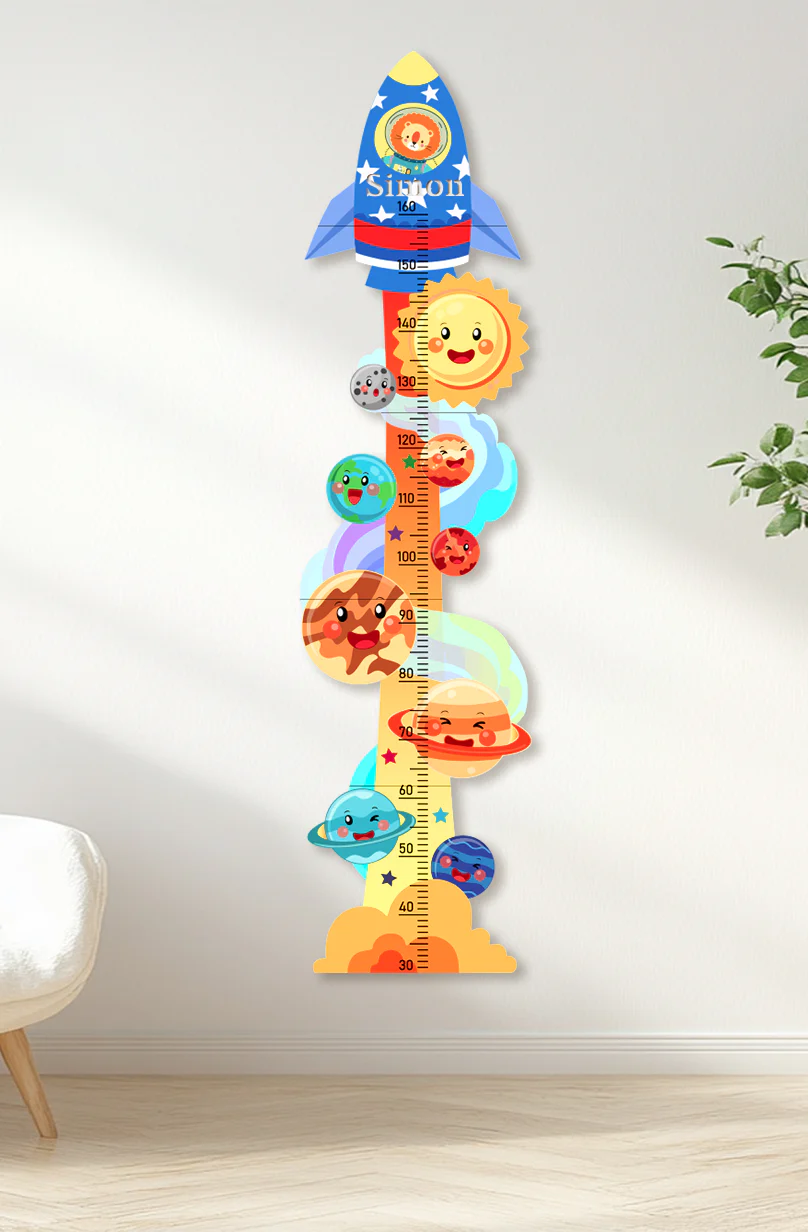 Personalized Wooden Space Rocket Growth Chart for Kids - Image 8