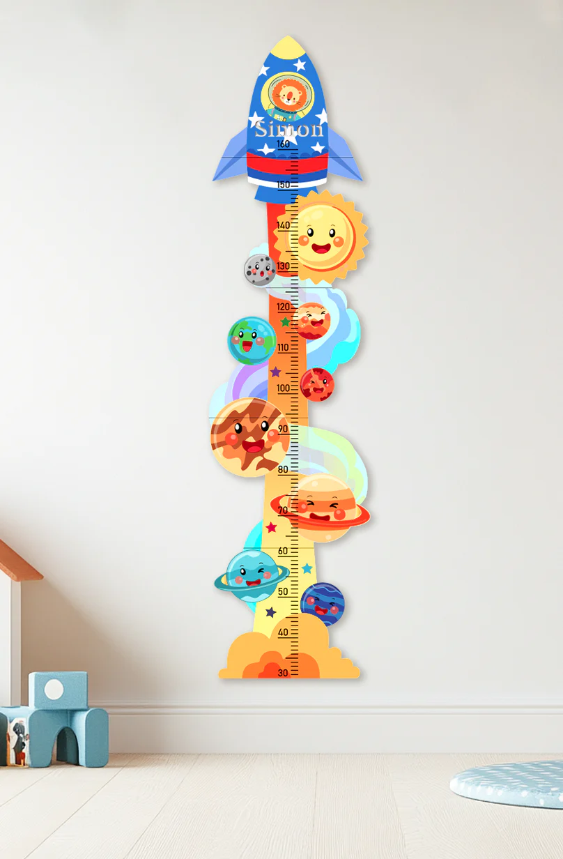 Personalized Wooden Space Rocket Growth Chart for Kids - Image 9
