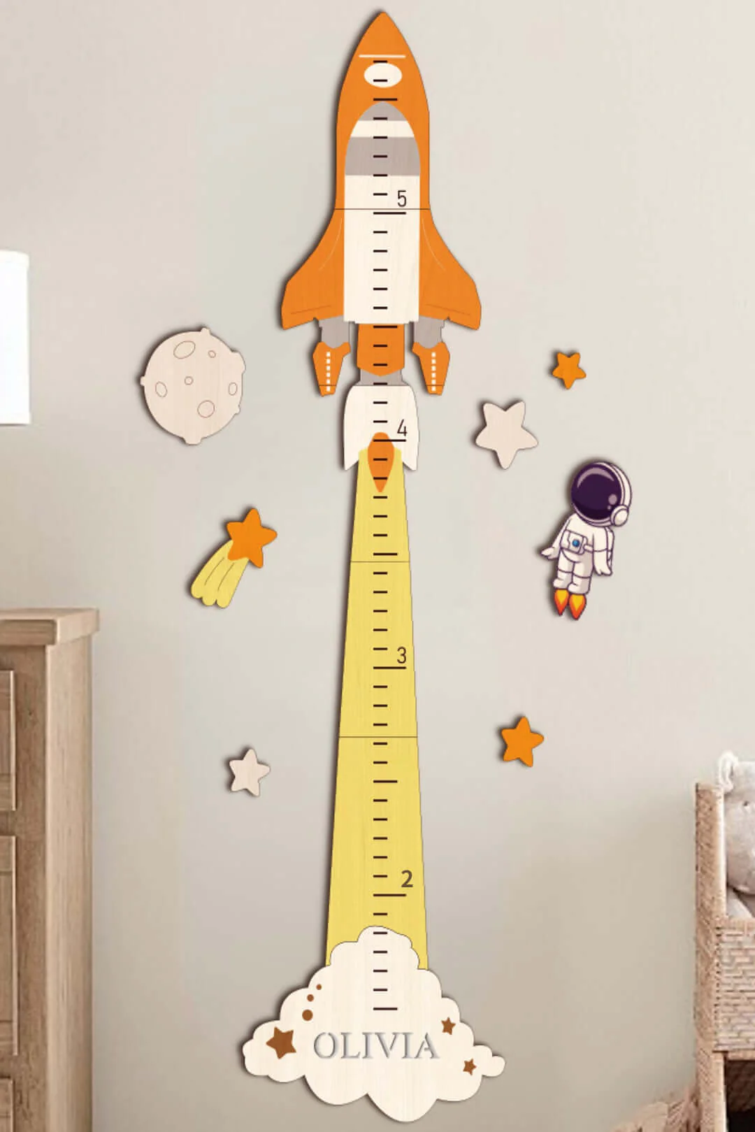 Personalized Wooden Space Theme Growth Chart - Image 2