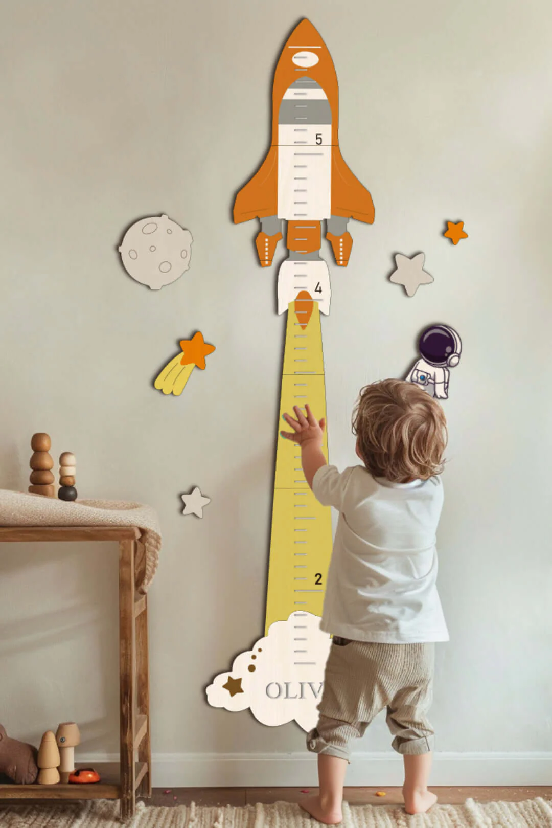 Personalized Wooden Space Theme Growth Chart - Image 4