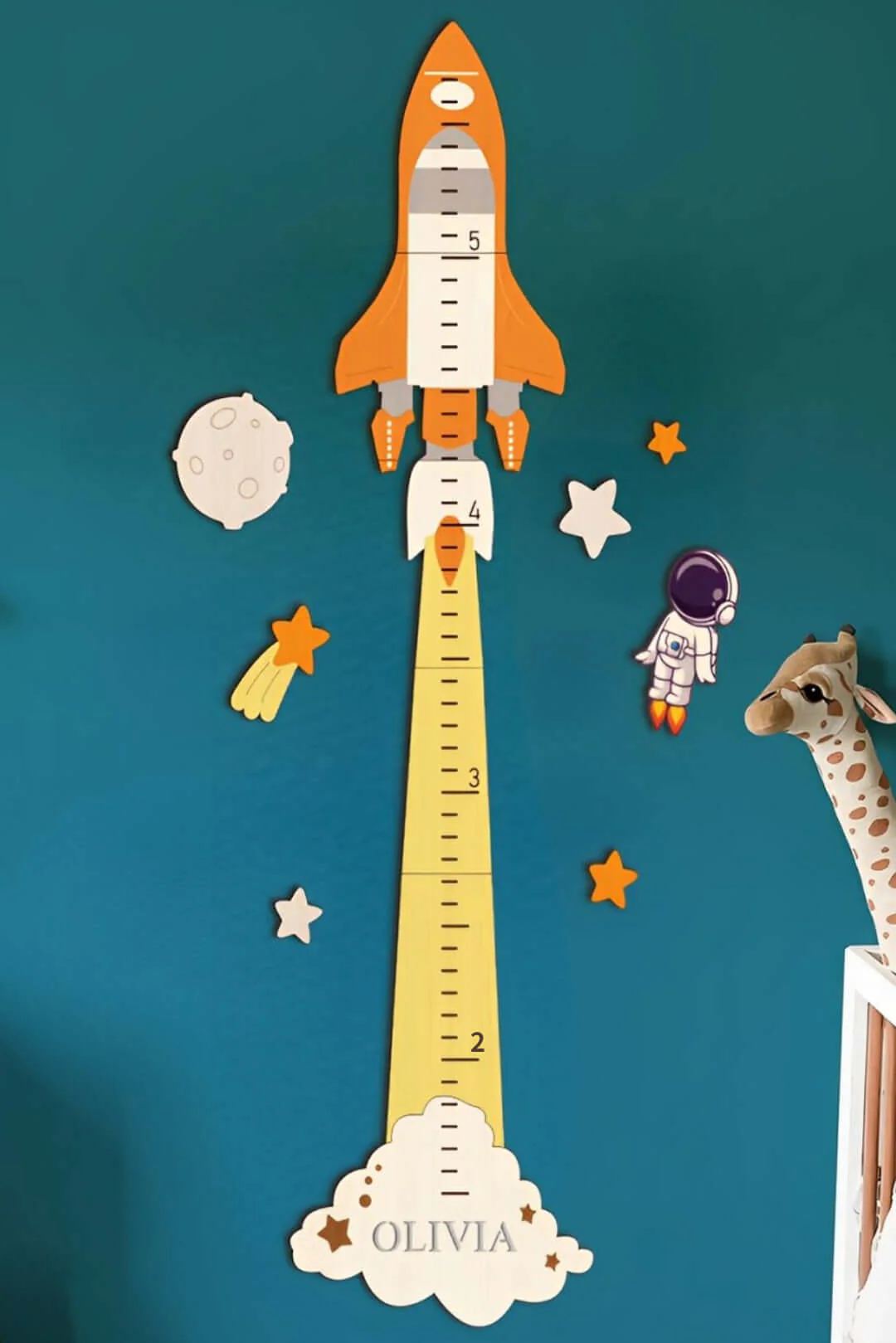 Personalized Wooden Space Theme Growth Chart - Image 6