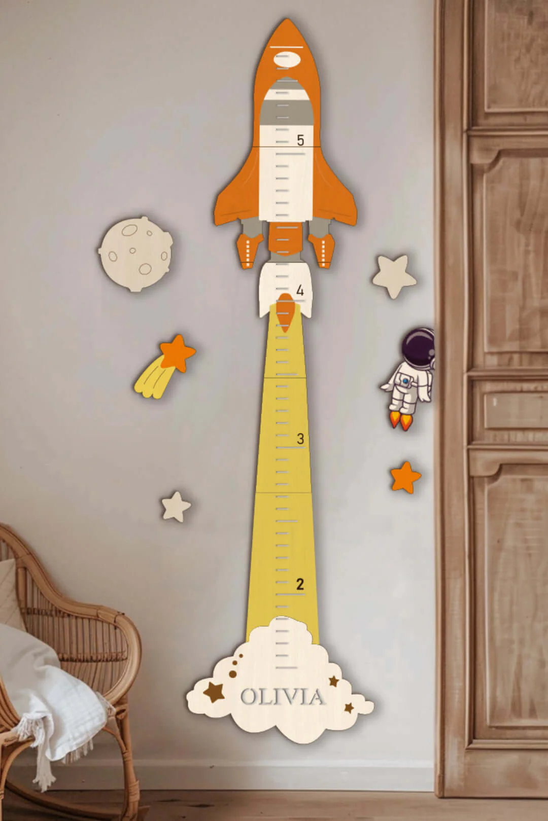 Personalized Wooden Space Theme Growth Chart - Image 7