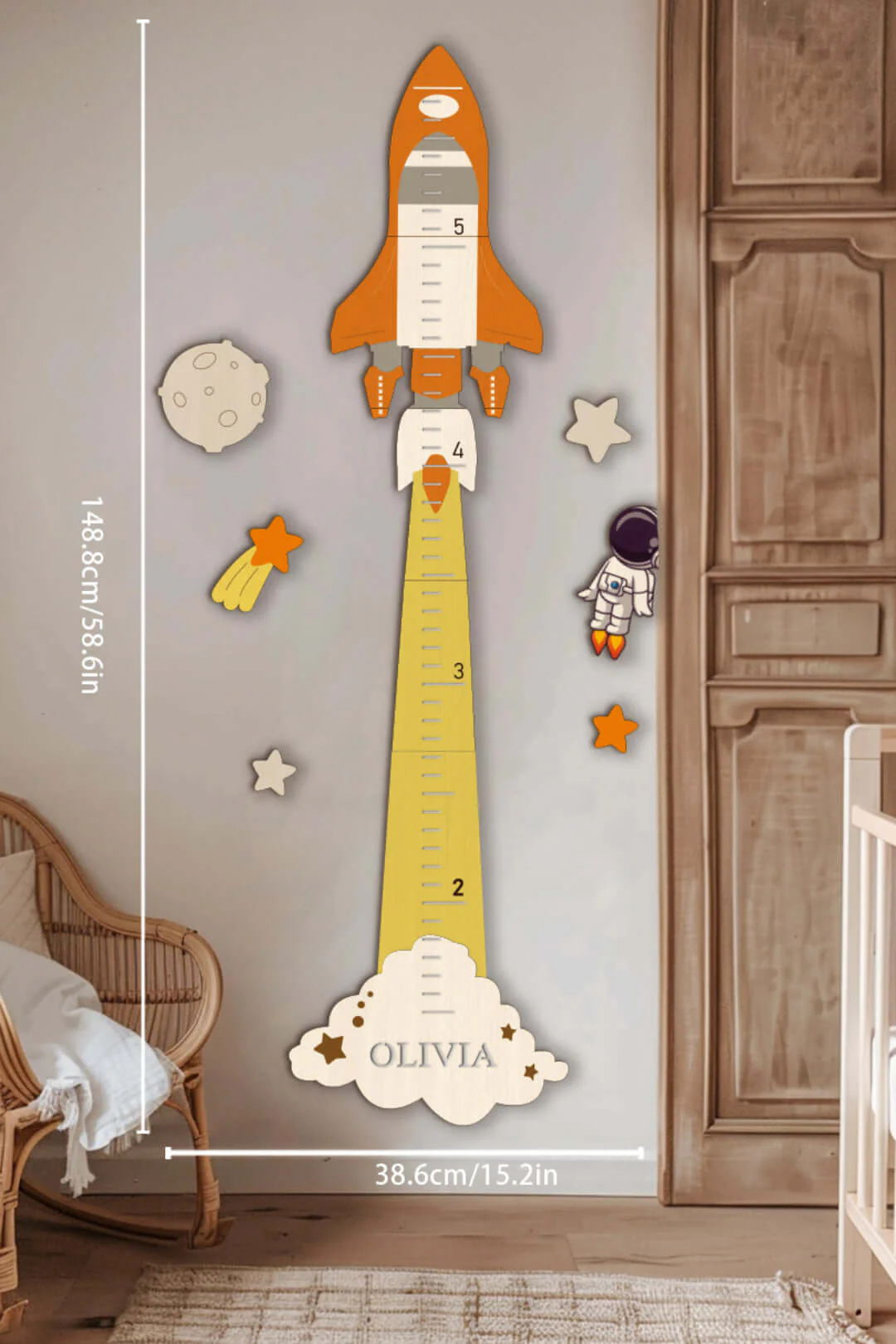 Personalized Wooden Space Theme Growth Chart - Image 8