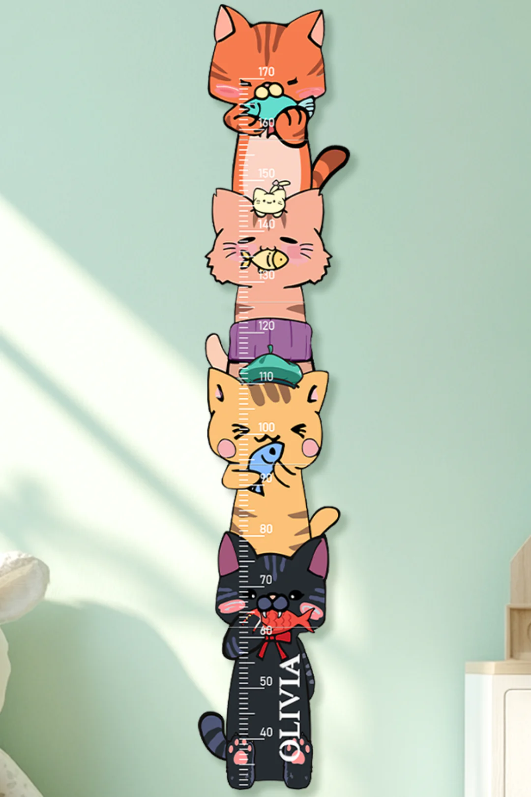 Personalized Wooden Stacked Cats Growth Chart