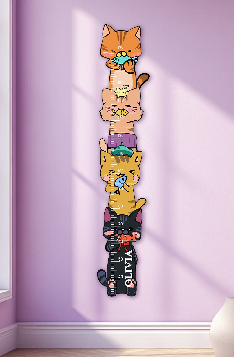 Personalized Wooden Stacked Cats Growth Chart - Image 2