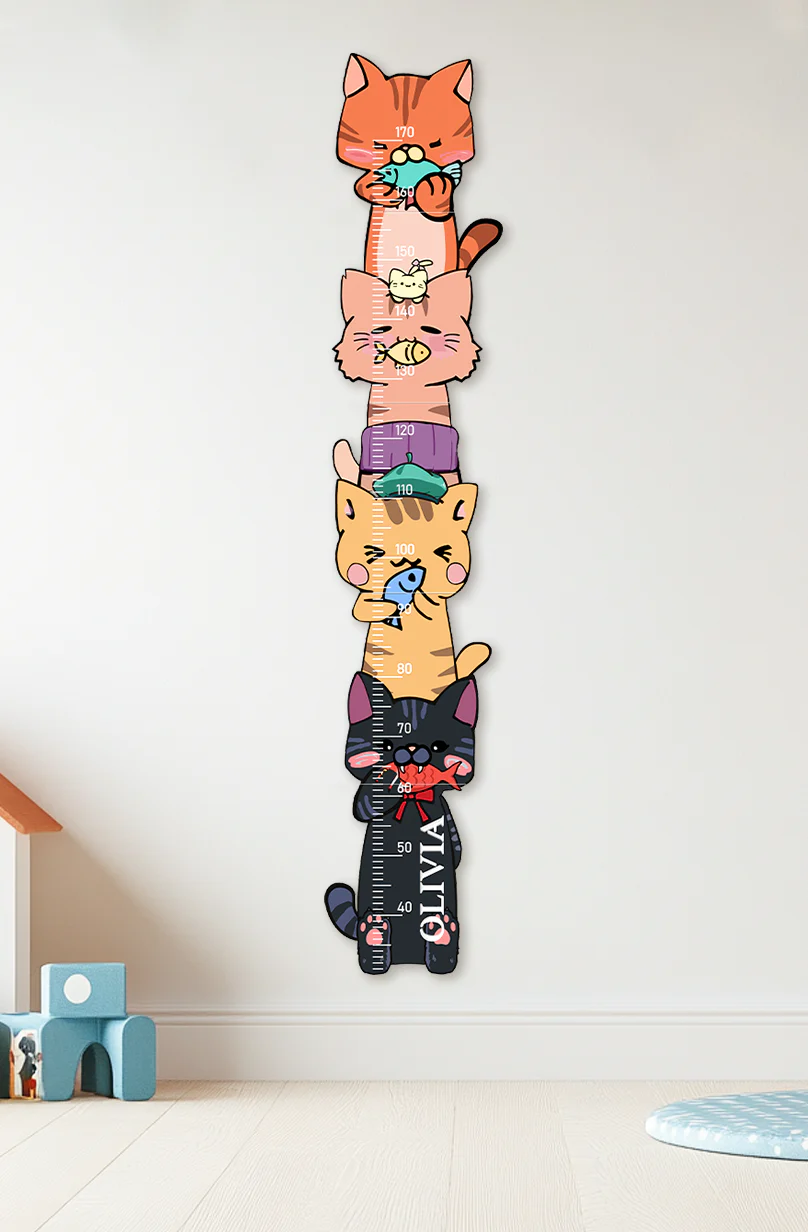 Personalized Wooden Stacked Cats Growth Chart - Image 5