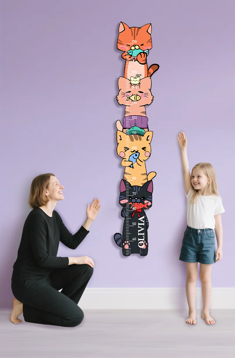 Personalized Wooden Stacked Cats Growth Chart - Image 7