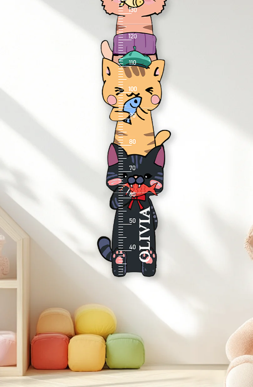 Personalized Wooden Stacked Cats Growth Chart - Image 8