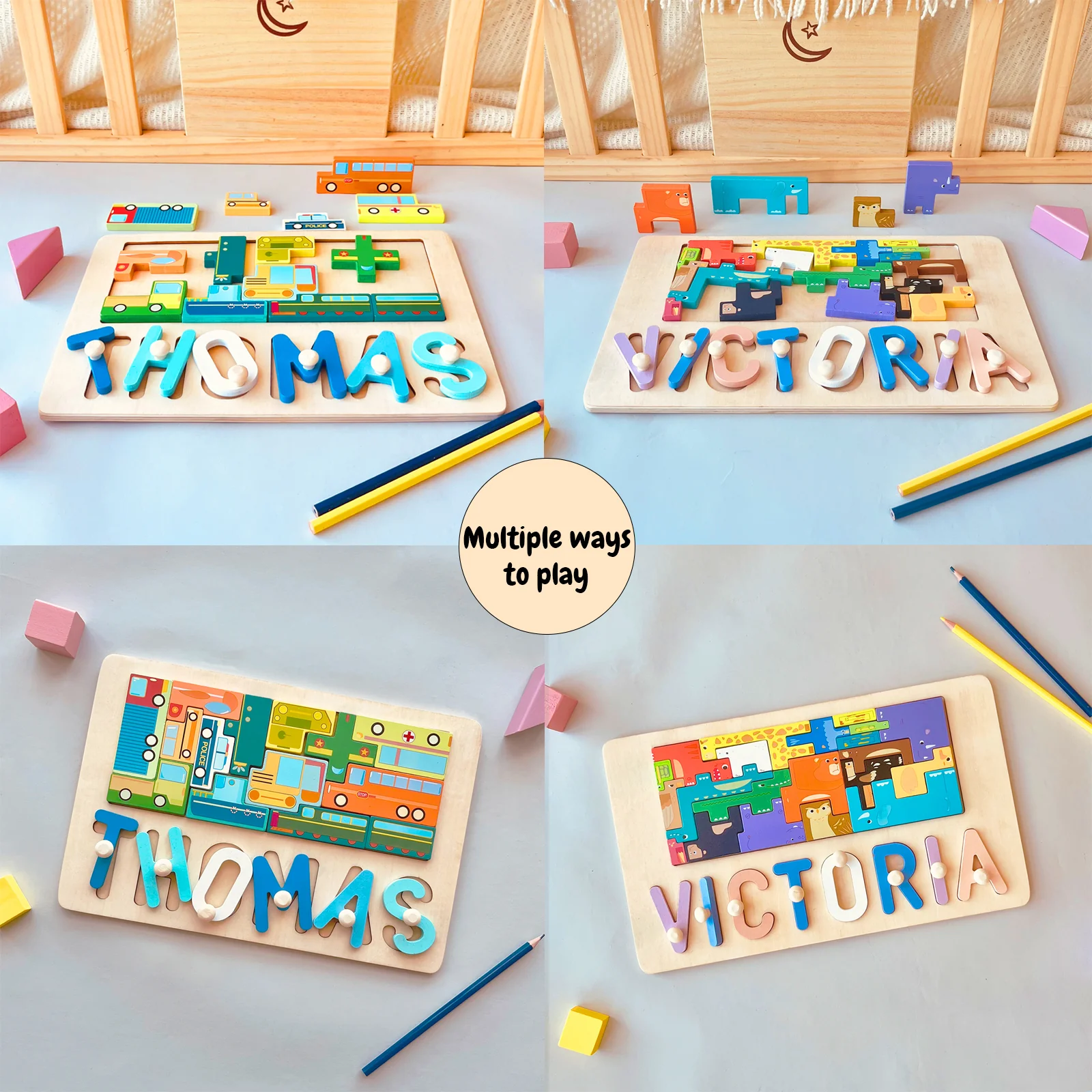 Personalized Wooden Stacking Matching Puzzle With Customized Name - Image 10