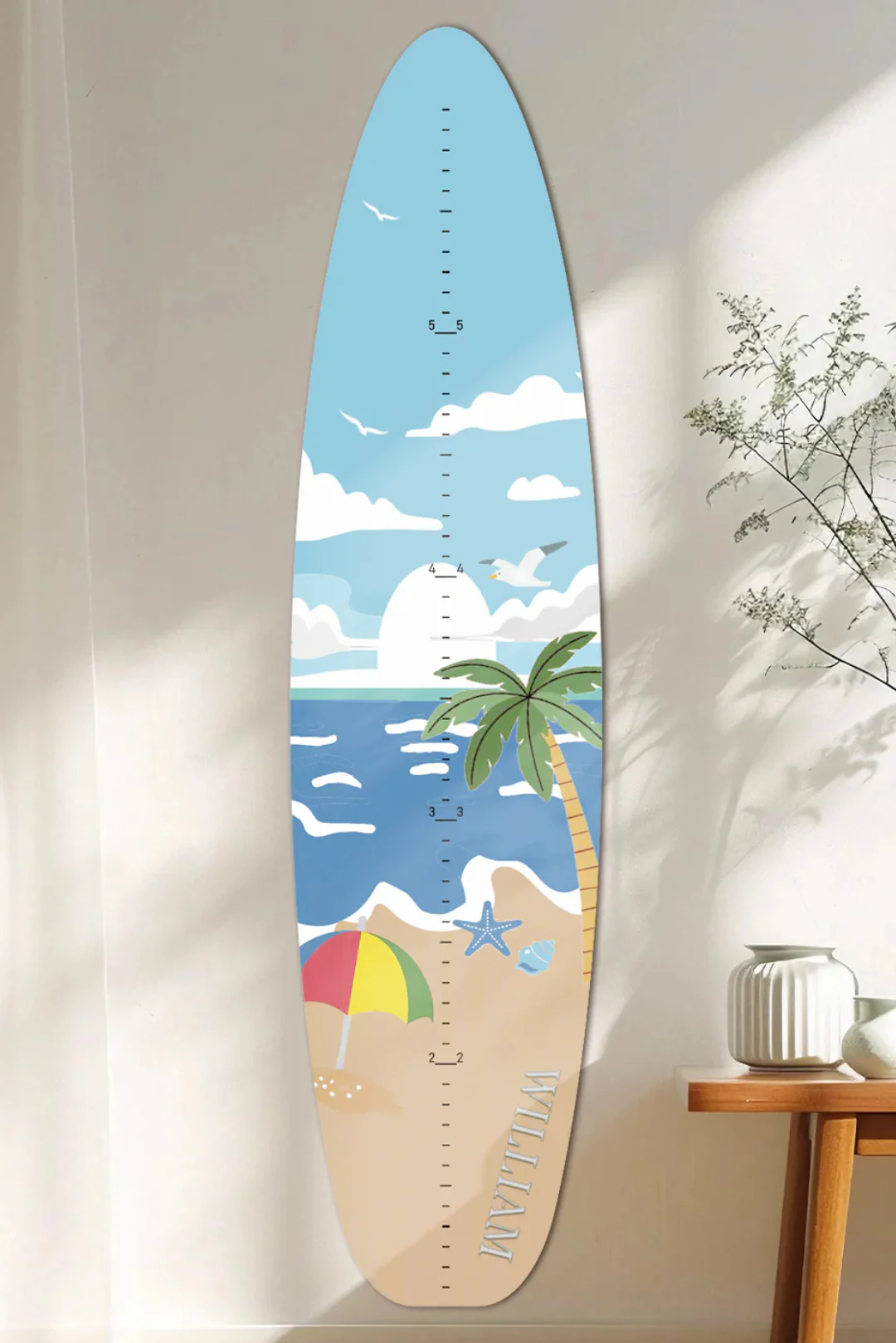 Personalized Wooden Surfboard Growth Chart Ruler - Image 2