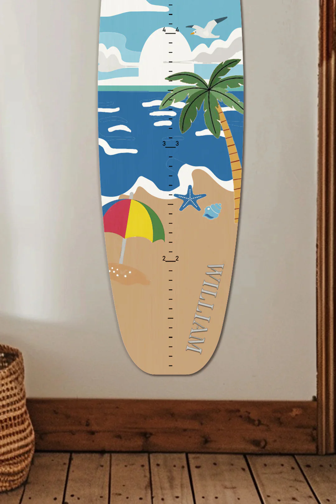 Personalized Wooden Surfboard Growth Chart Ruler - Image 3