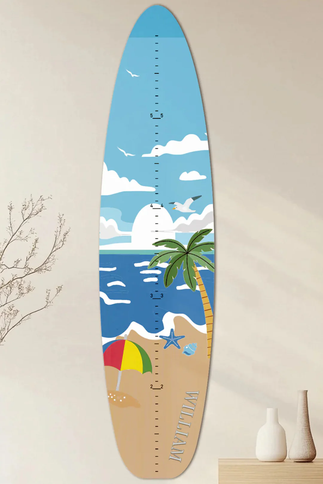 Personalized Wooden Surfboard Growth Chart Ruler - Image 4