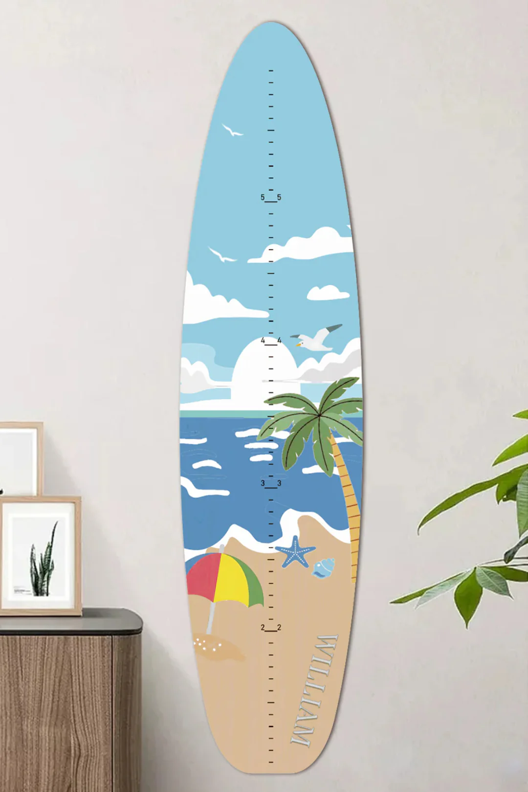Personalized Wooden Surfboard Growth Chart Ruler - Image 5