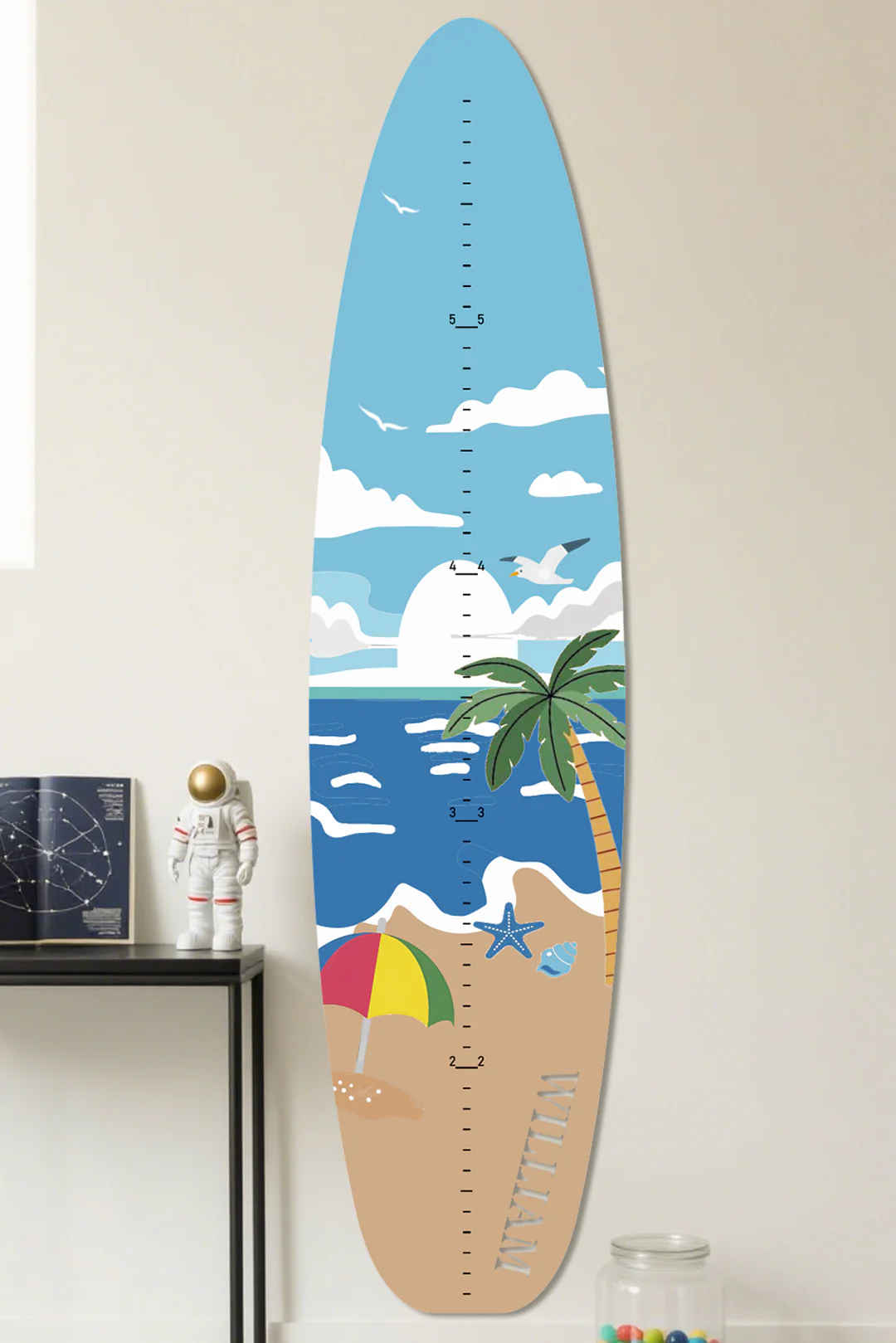 Personalized Wooden Surfboard Growth Chart Ruler - Image 8