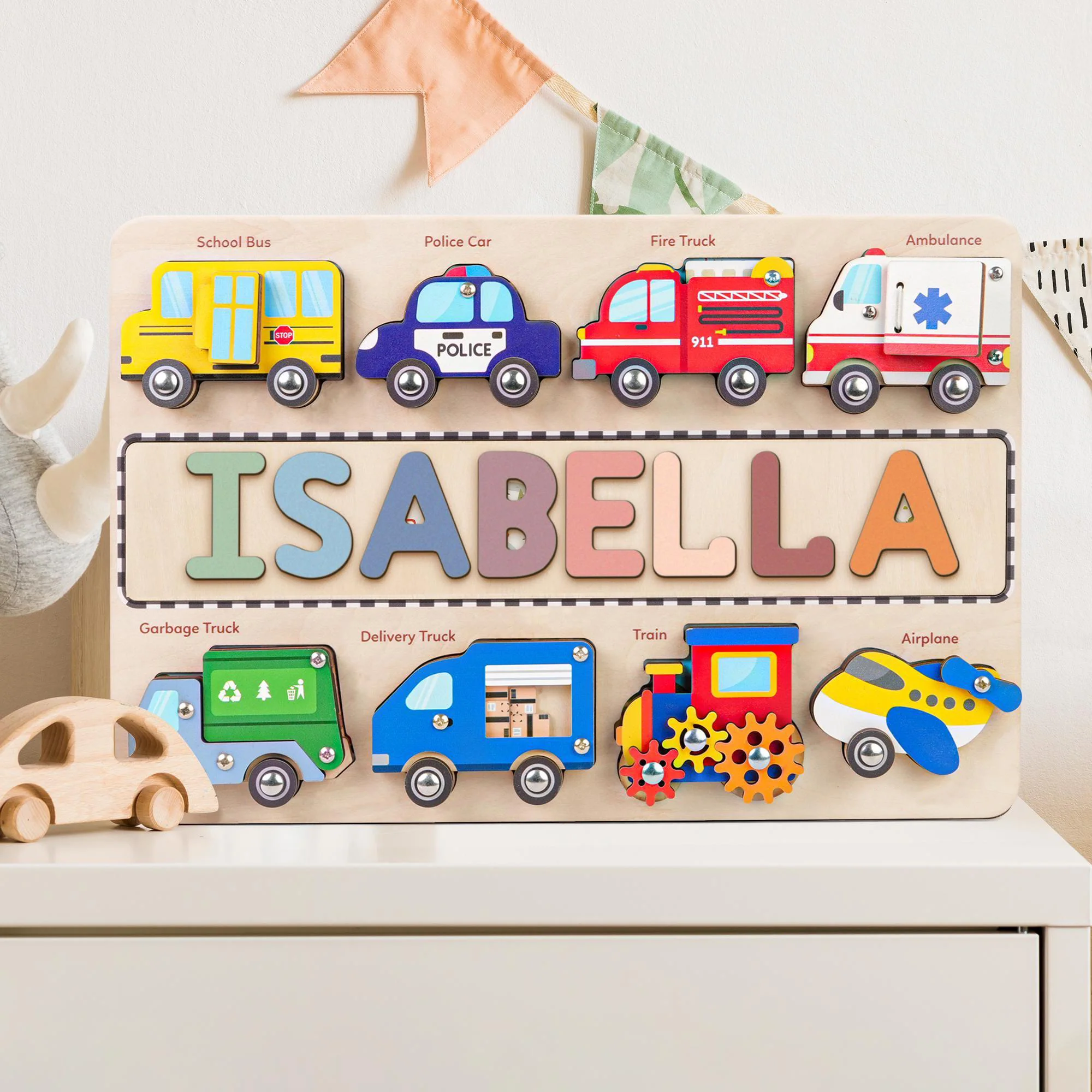 Personalized Wooden Traffic Name Puzzle Busy Board - Image 5