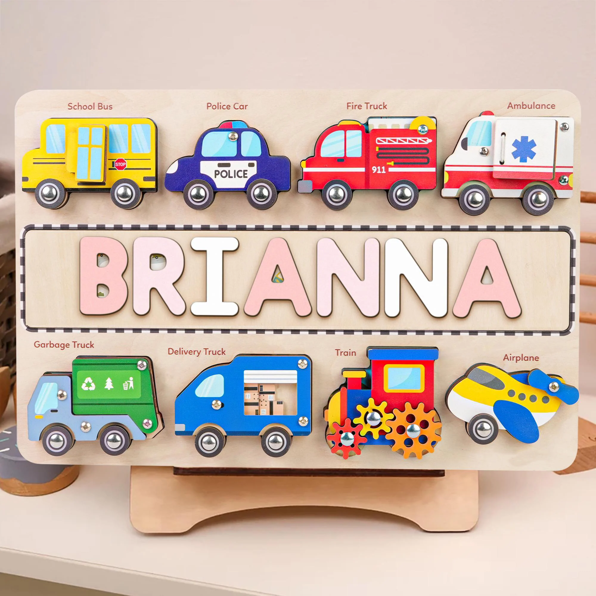 Personalized Wooden Traffic Name Puzzle Busy Board - Image 6
