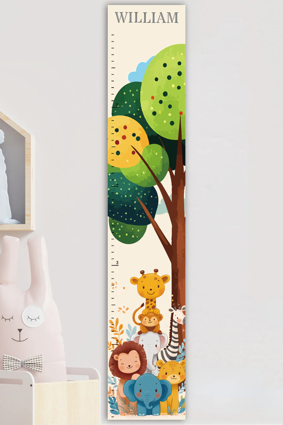 Personalized Wooden Jungle Animal Growth Chart Ruler - Image 2