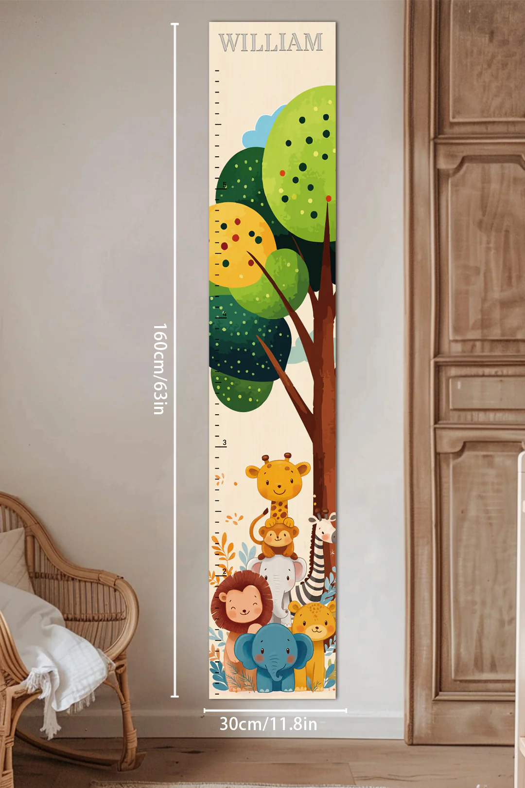 Personalized Wooden Jungle Animal Growth Chart Ruler - Image 5
