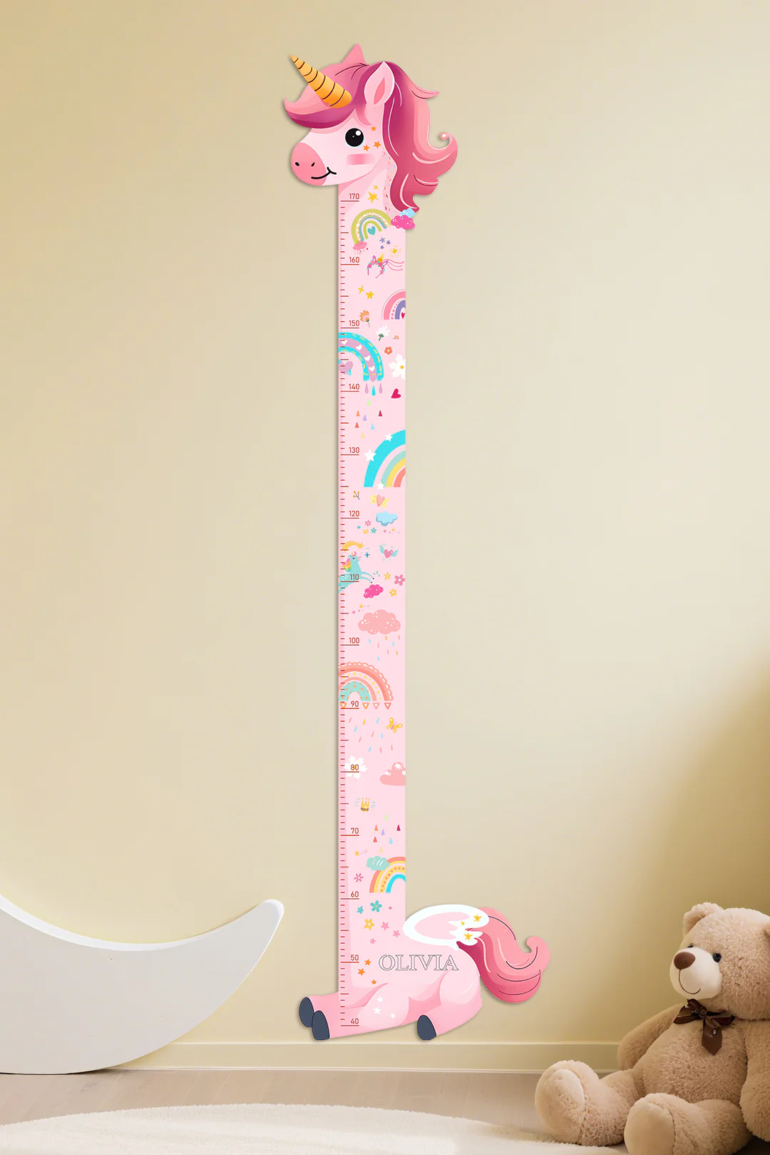Personalized Wooden Unicorn Height Growth Chart for Girls - Image 2
