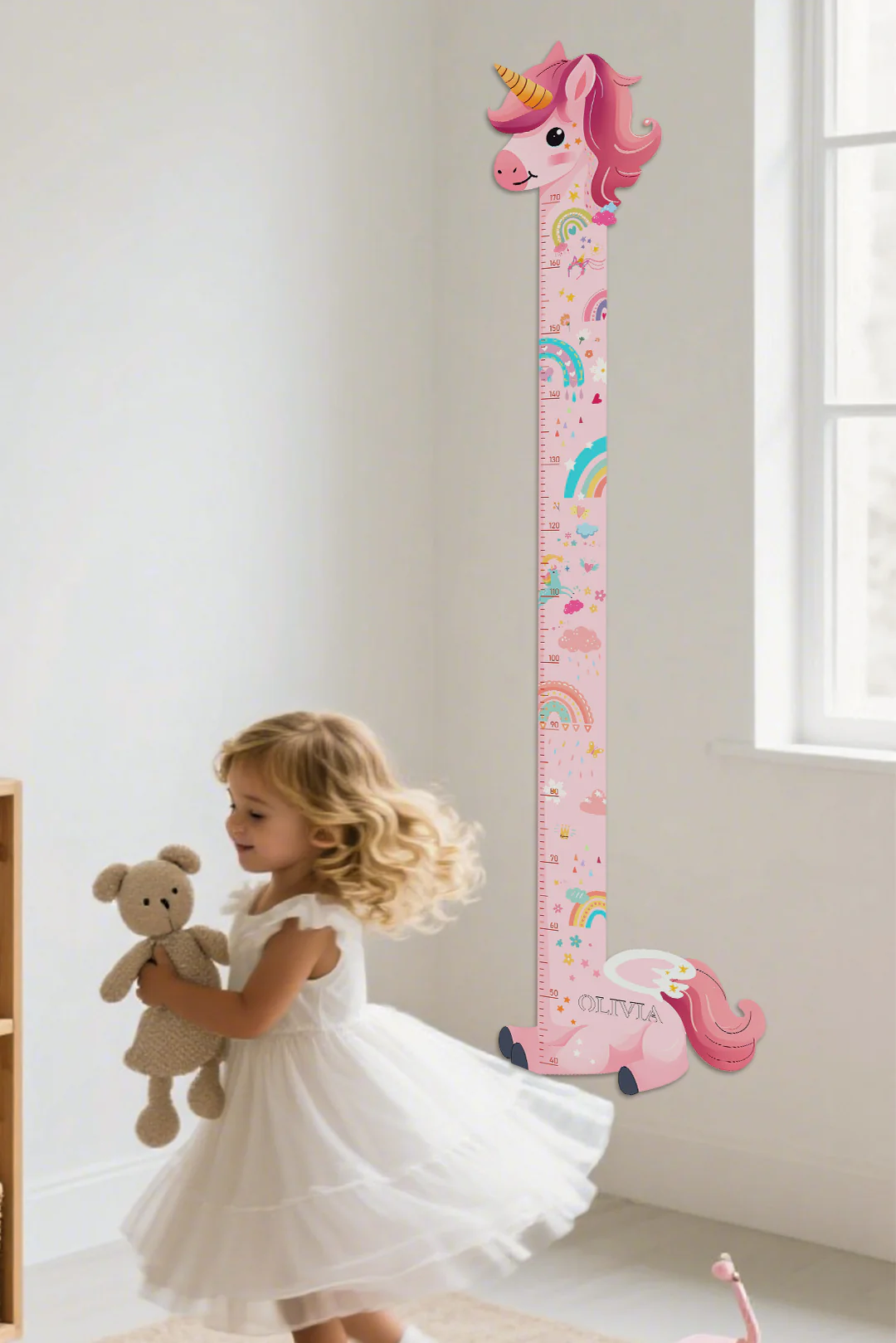 Personalized Wooden Unicorn Height Growth Chart for Girls - Image 5