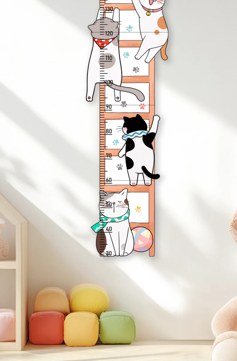 Personalized Wooden Whimsical Cat Themed Growth Chart - Image 3