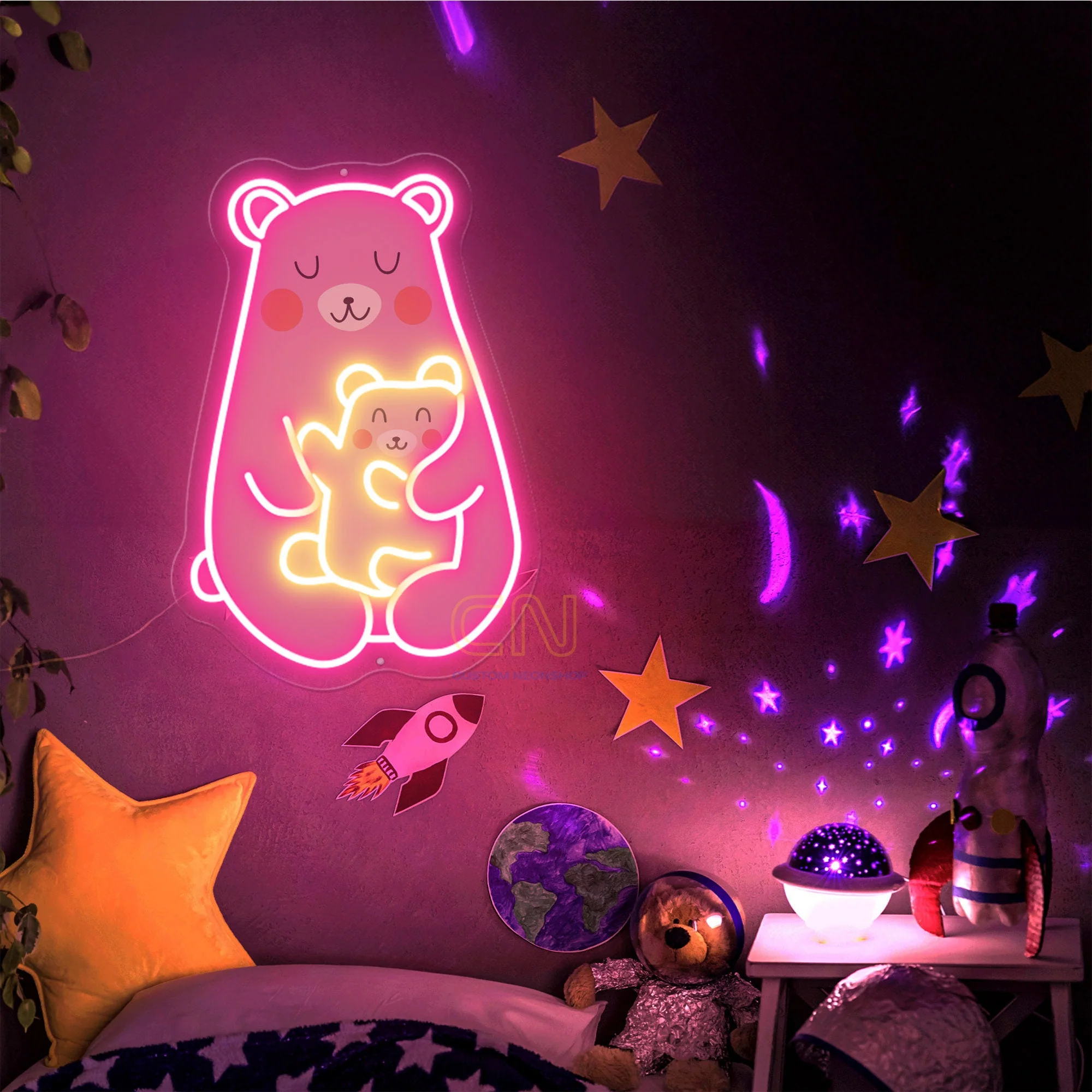 Pink Family Bears Neon Sign - Image 2