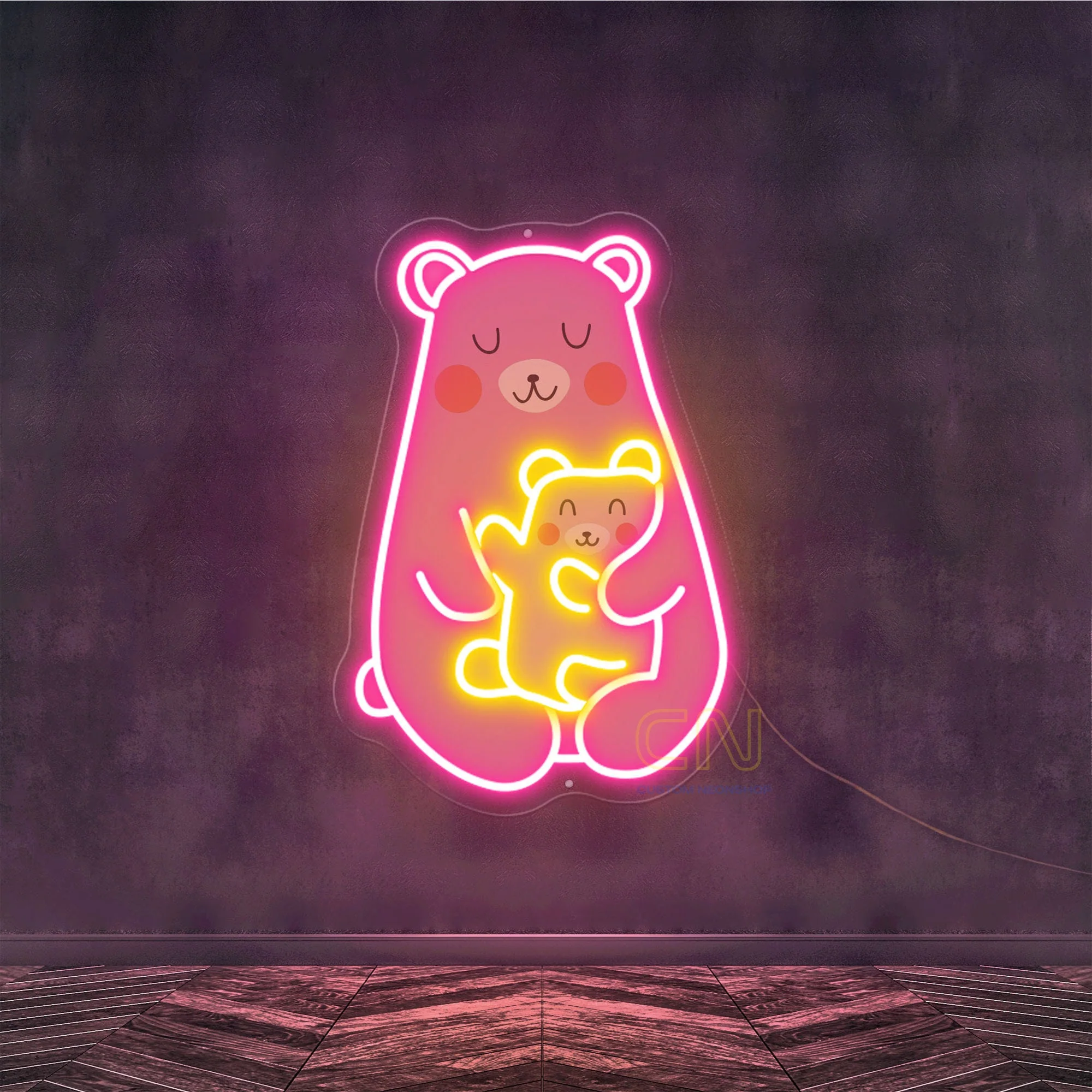 Pink Family Bears Neon Sign - Image 3