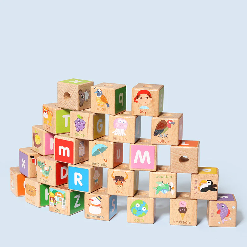 Pull Along Wooden Train Toys 26 PCS Alphabet Letters Block Set - Image 4