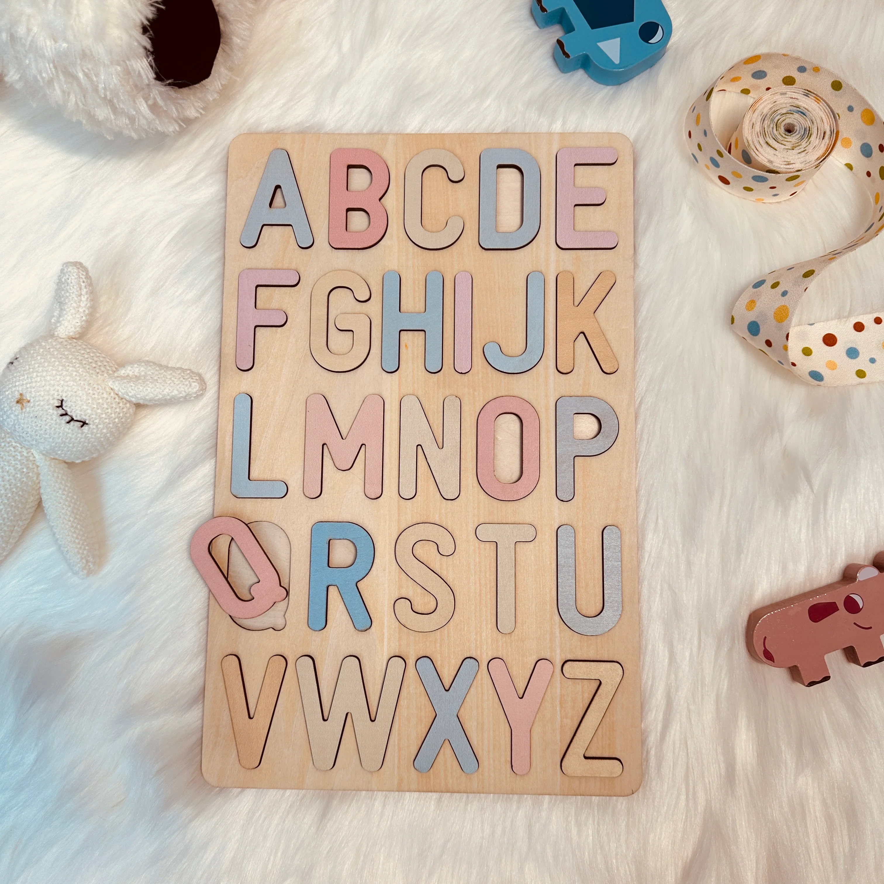 Wooden Rainbow Alphabet Educational Puzzle - Image 3