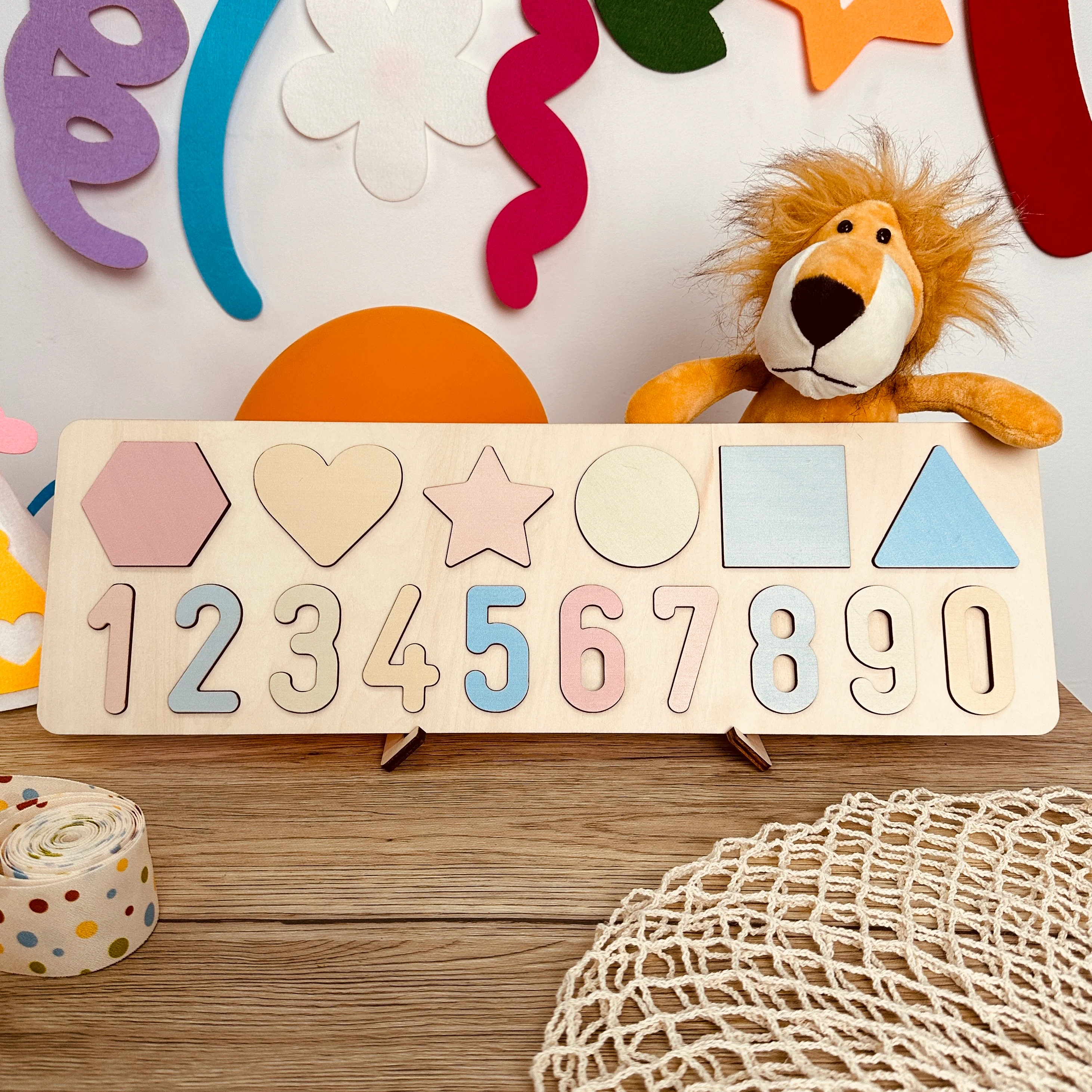 Numbers and Shapes Wooden Educational Puzzle - Image 3