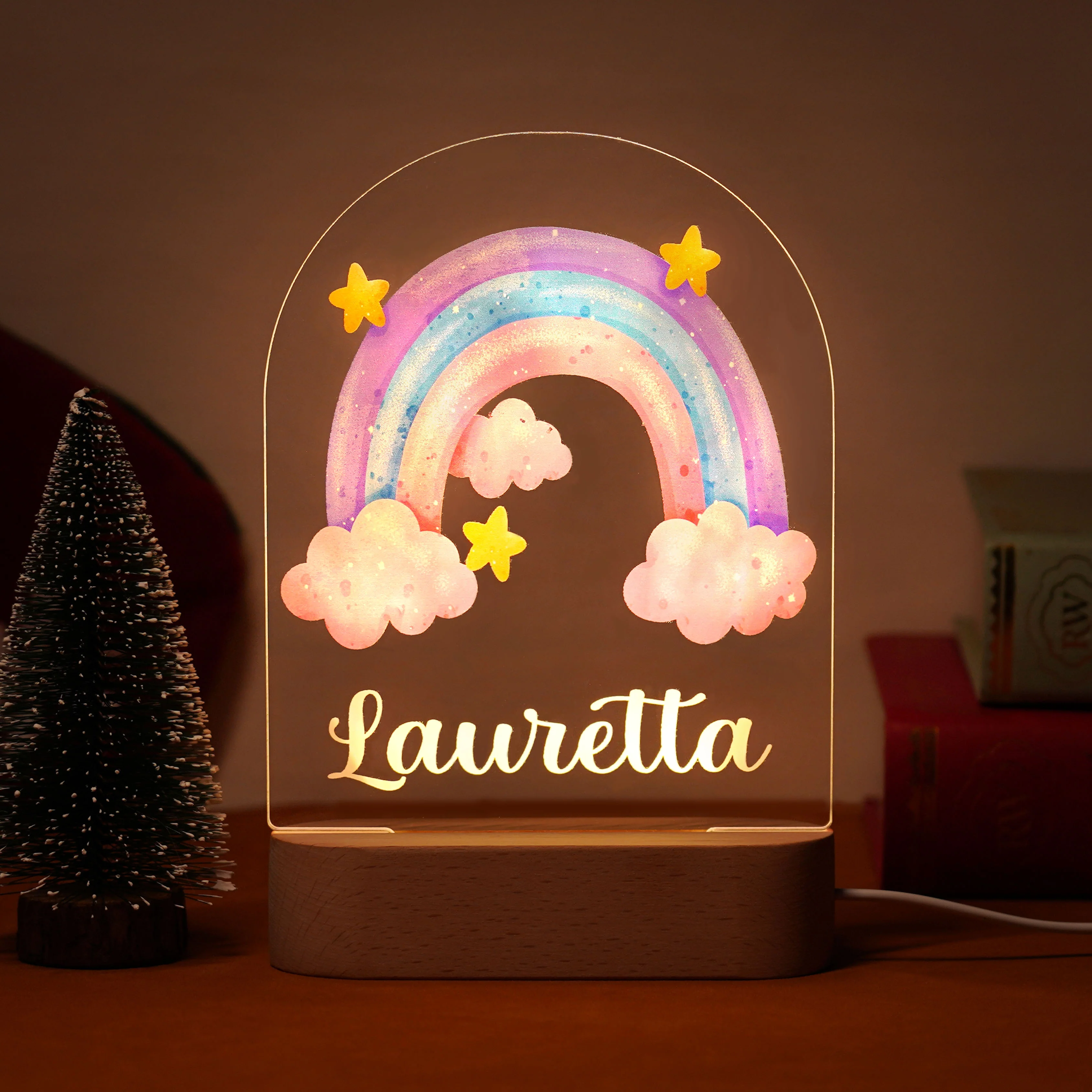 Rainbow unicorn personalized baby name night light - Image 5