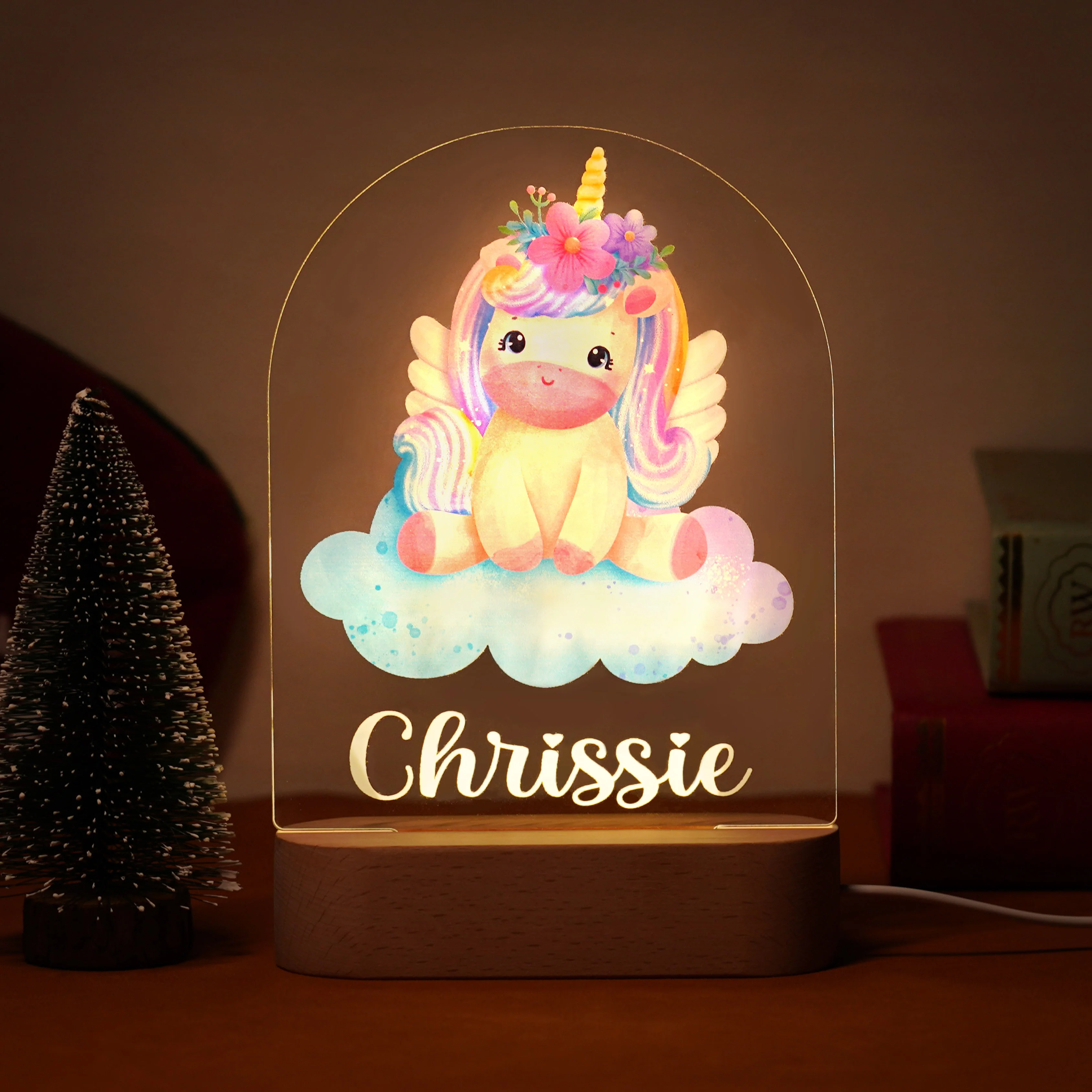 Rainbow unicorn personalized baby name night light - Image 7