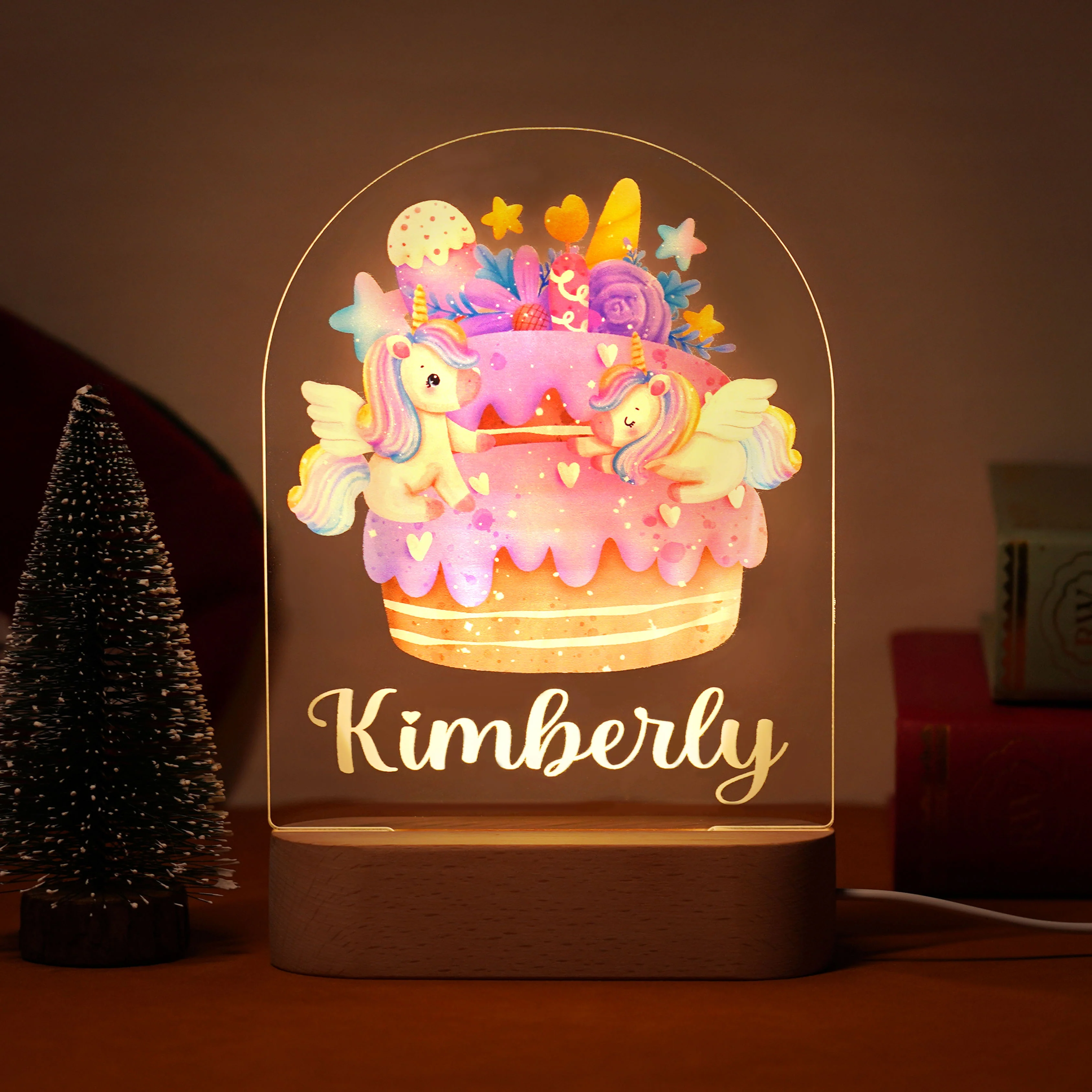 Rainbow unicorn personalized baby name night light - Image 8