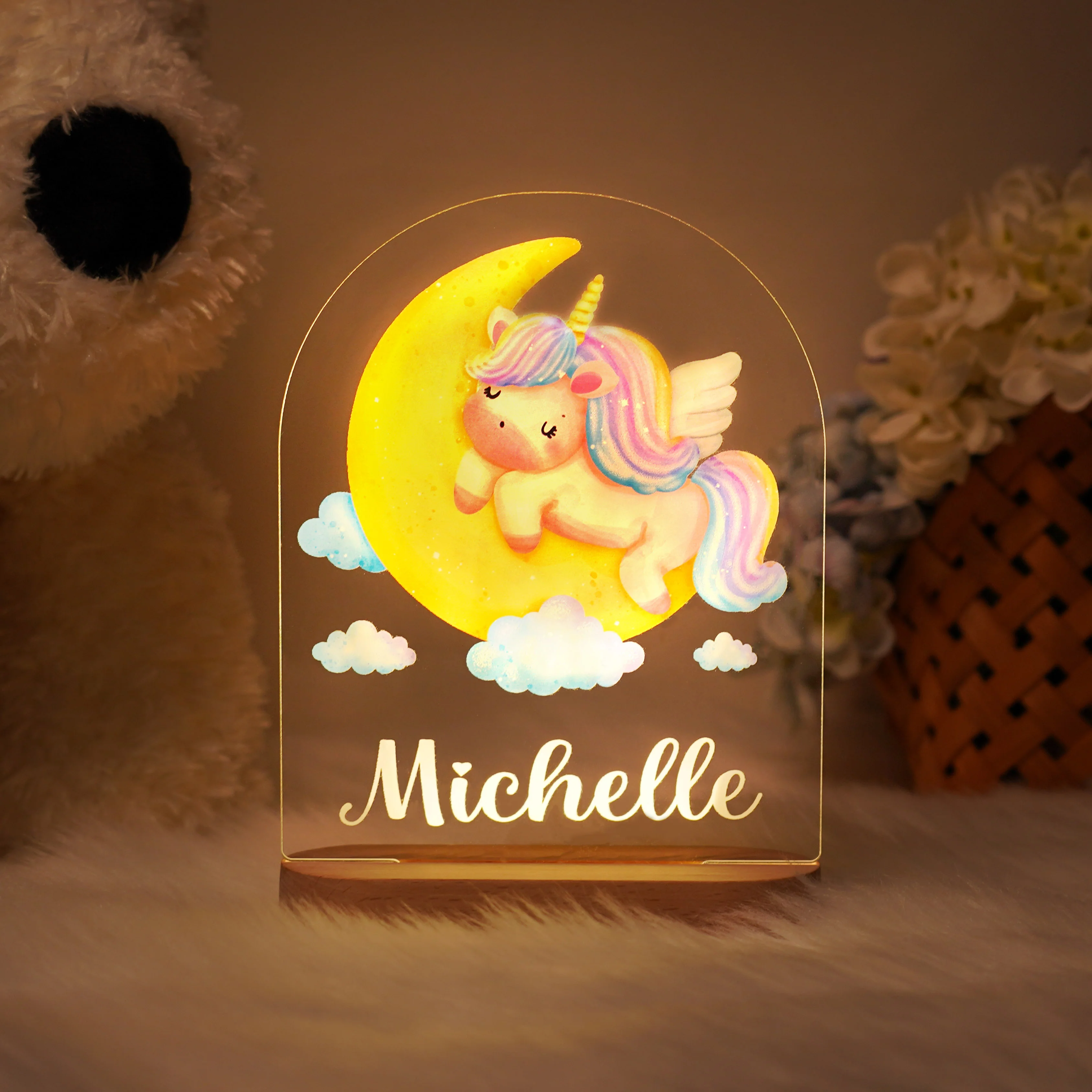 Rainbow unicorn personalized baby name night light - Image 9