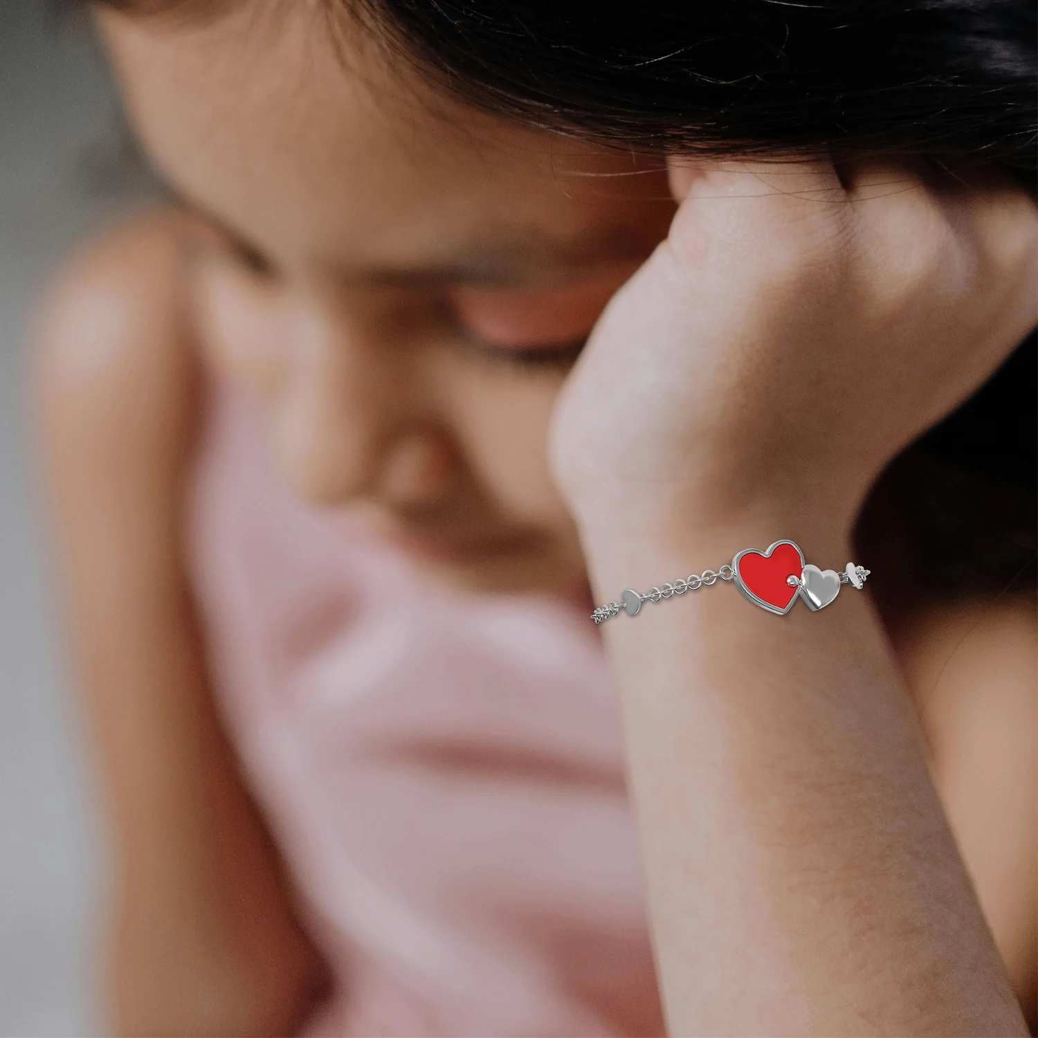 S925 Inseparable Hearts Engraved Kids Name Bracelet - Image 3
