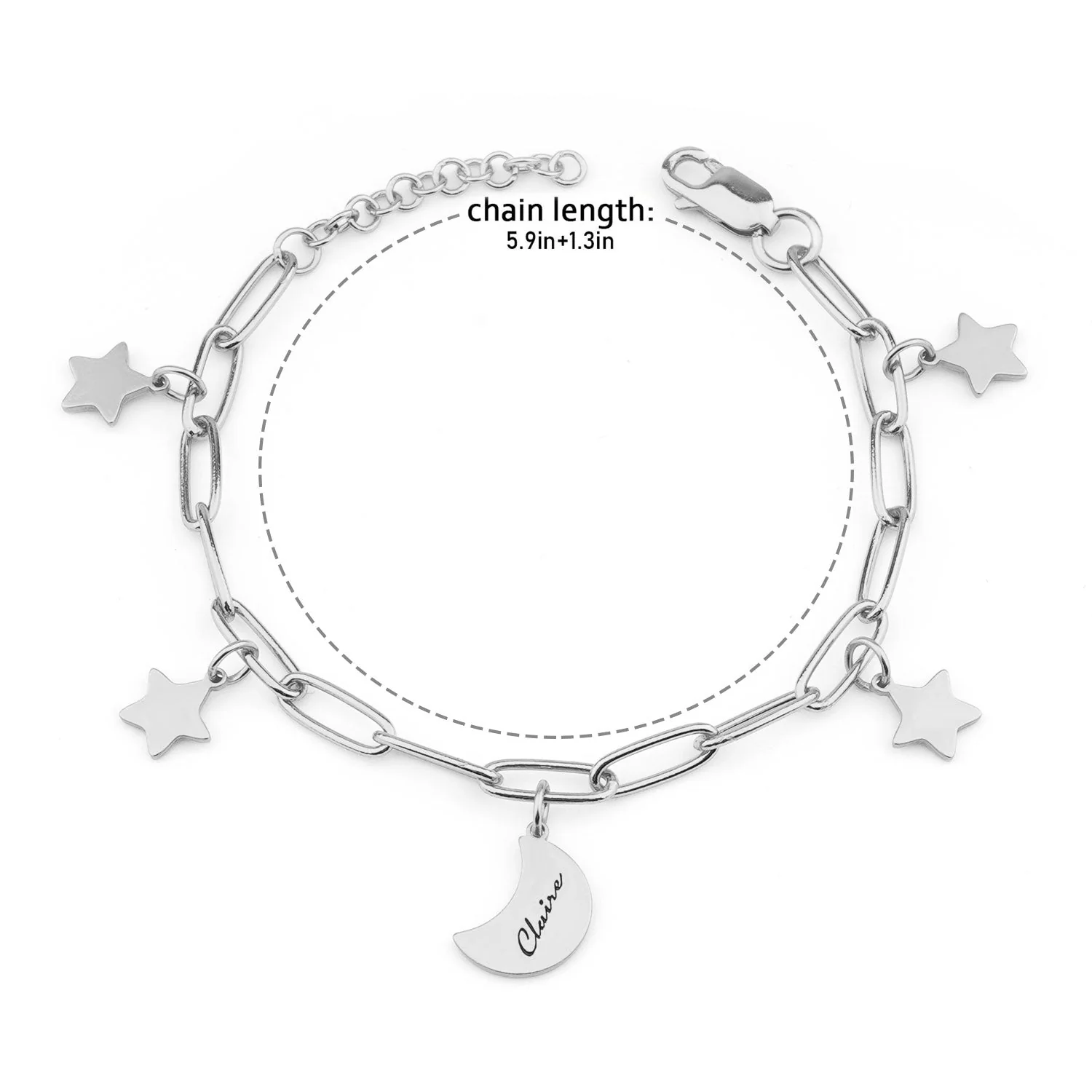 Star and Moon Custom Kids Name Bracelet - Image 4