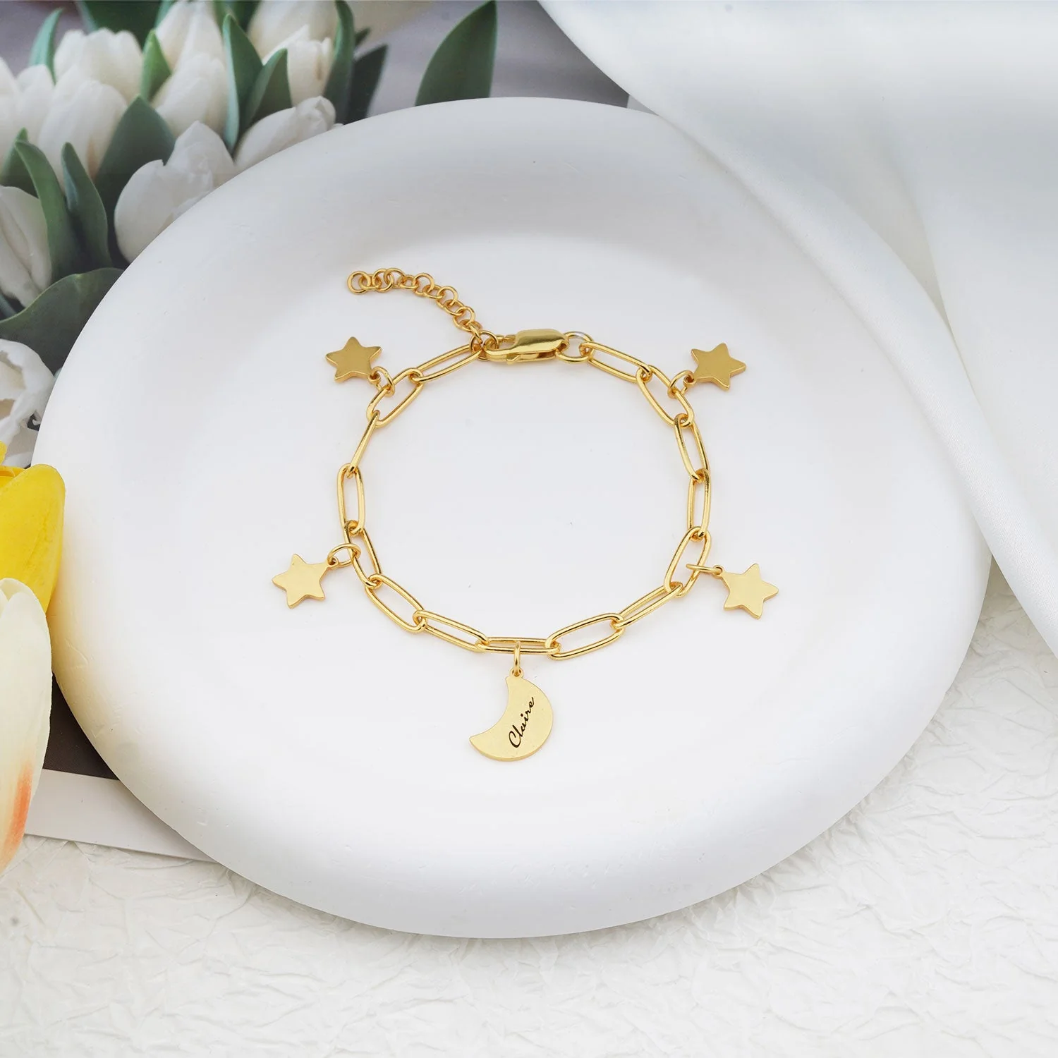 Star and Moon Custom Kids Name Bracelet - Image 5