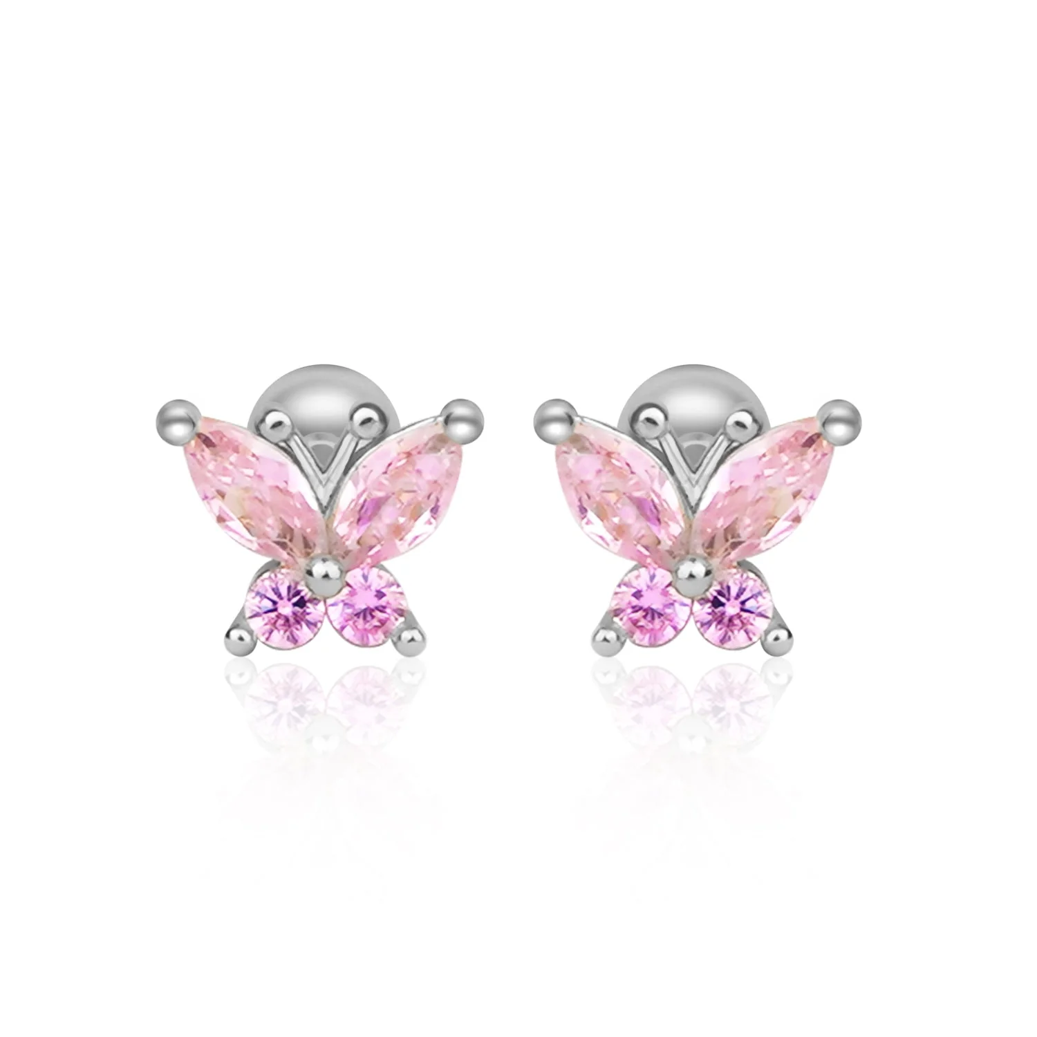 Sterling Silver Kids Crystal Butterfly Earrings - Image 5
