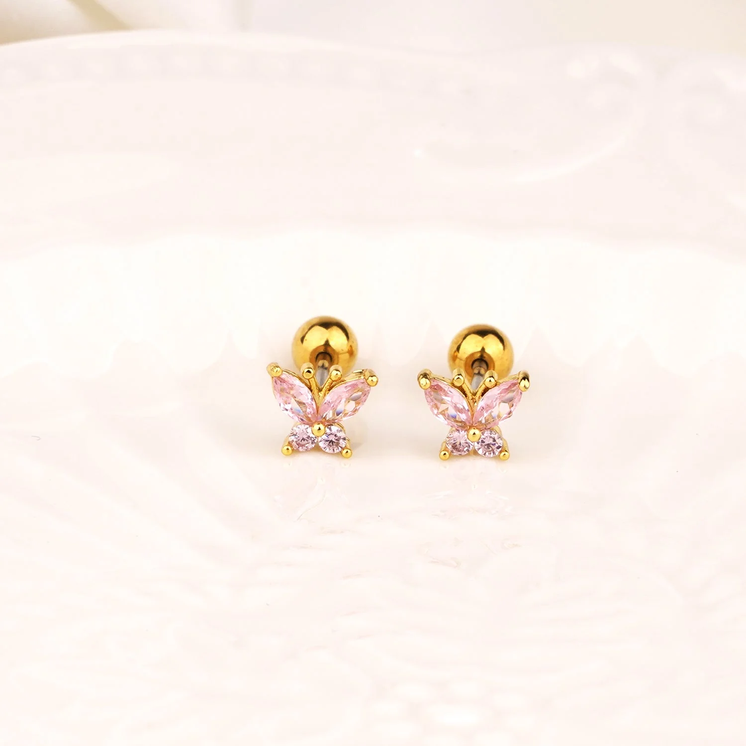 Sterling Silver Kids Crystal Butterfly Earrings - Image 8