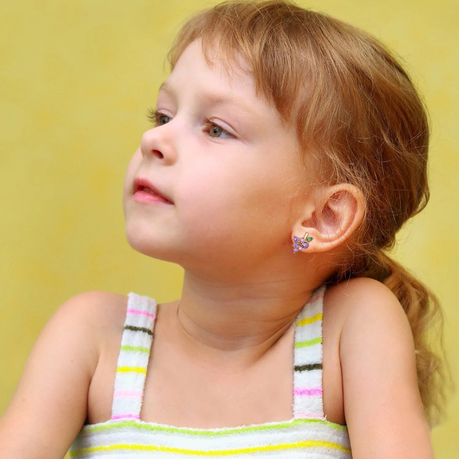 Sterling Silver Kids Crystal Grape Earrings - Image 3