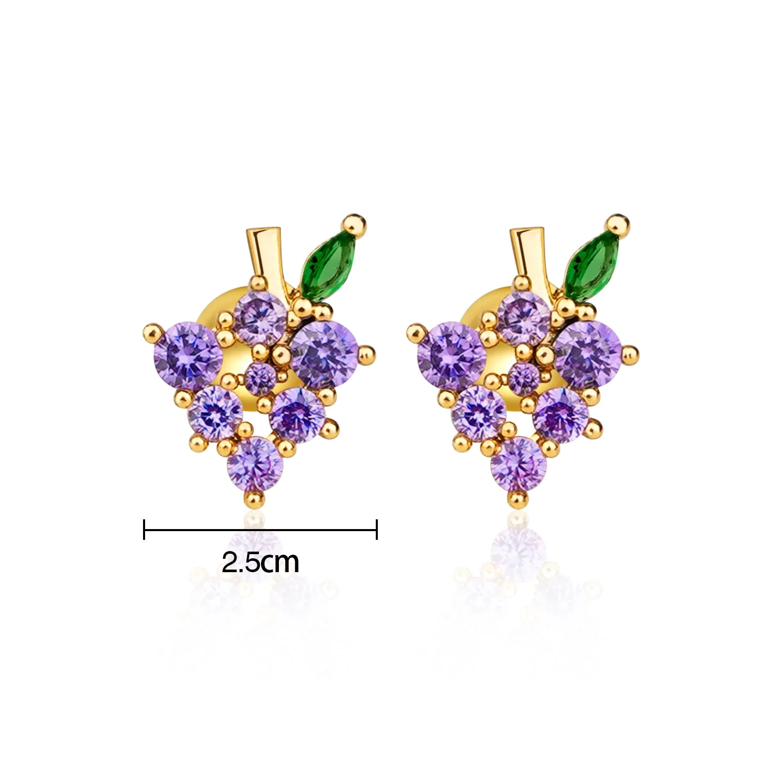 Sterling Silver Kids Crystal Grape Earrings - Image 8