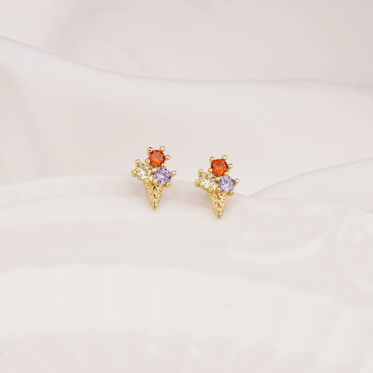 Sterling Silver Kids Crystal Ice Cream Earrings - Image 6